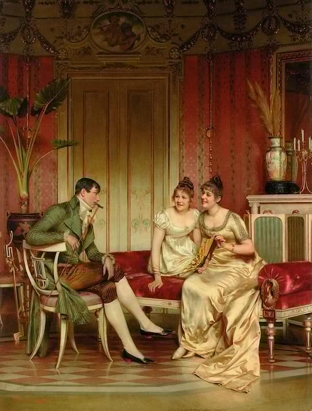 Cuadro sobre lienzo El visitante de la tarde de Frederic Soulacroix para regalar en bodas