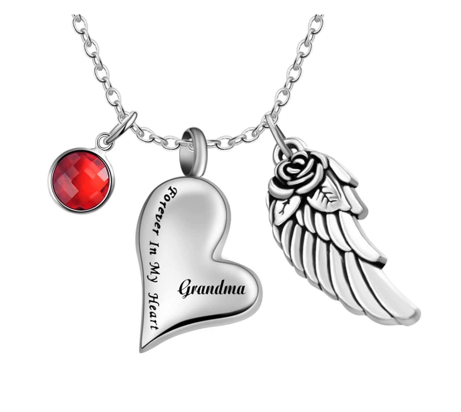 Pendentif funéraire acier inoxydable pour cendres et souvenir de grand-mère