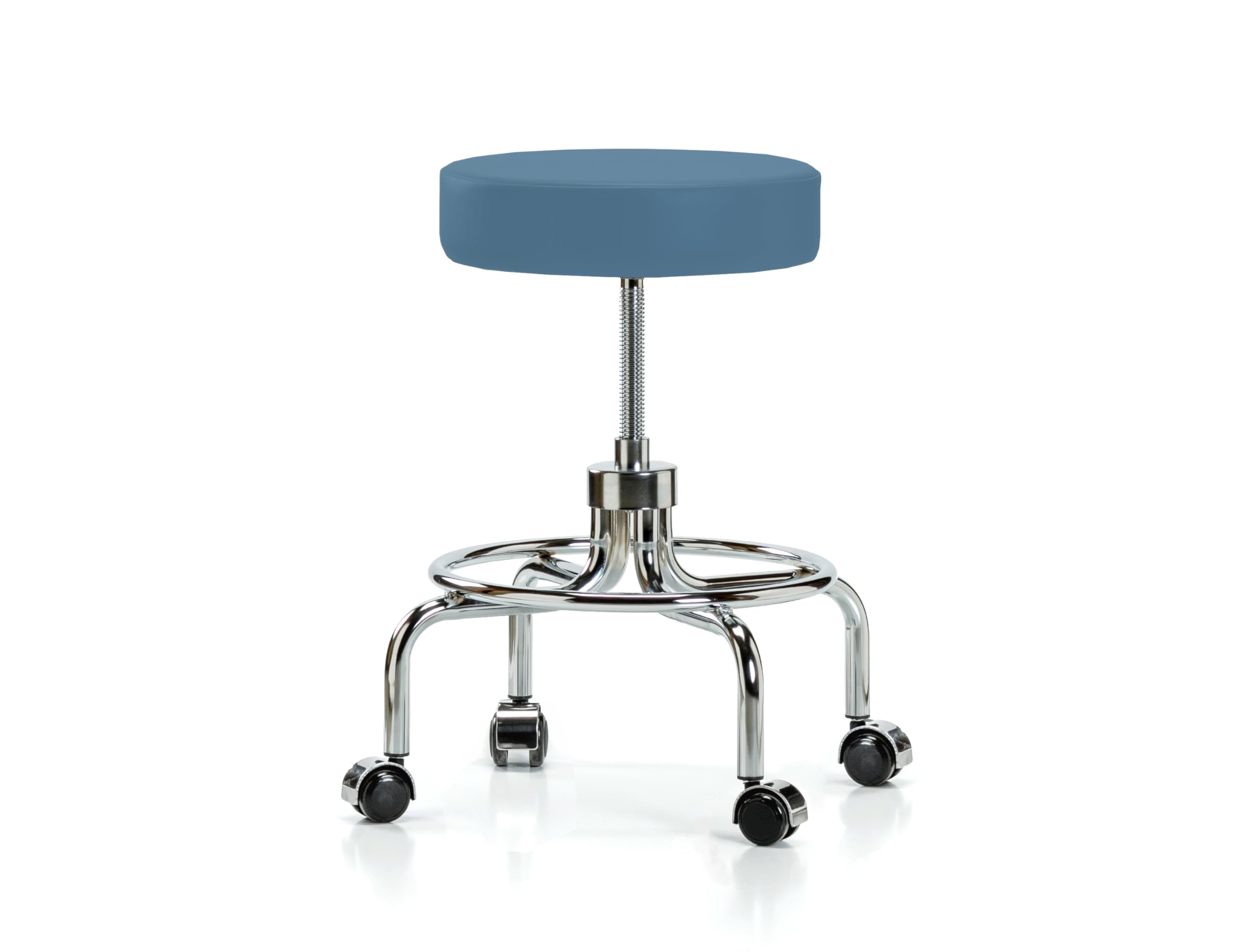 Perch Retro Exam Stool, Casters, 20.5-25.5", Colonial Blue Vinyl
