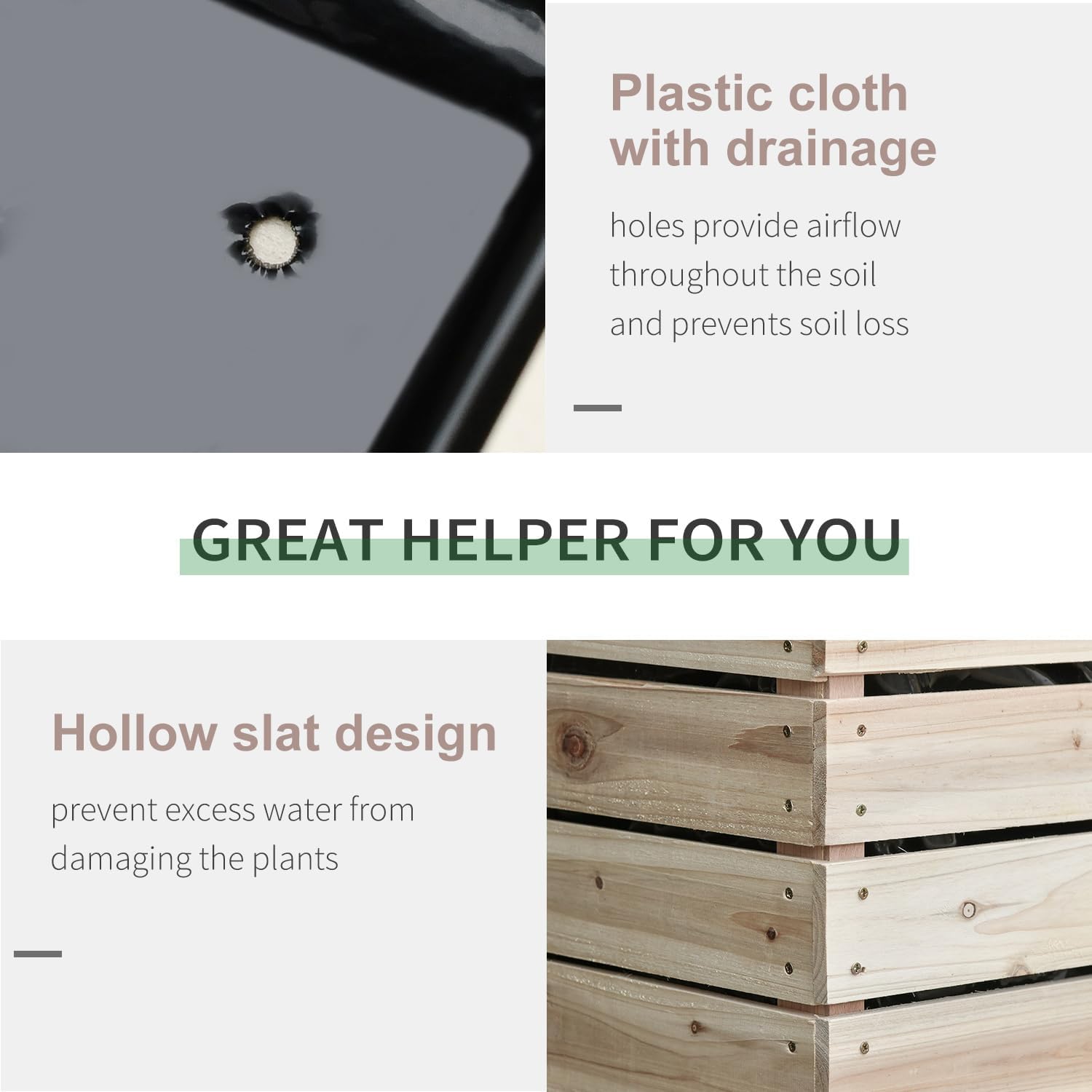 4 Pcs Raised Garden Bed - Wooden Elevated Planter Box Kit for Flowers & Vegetables