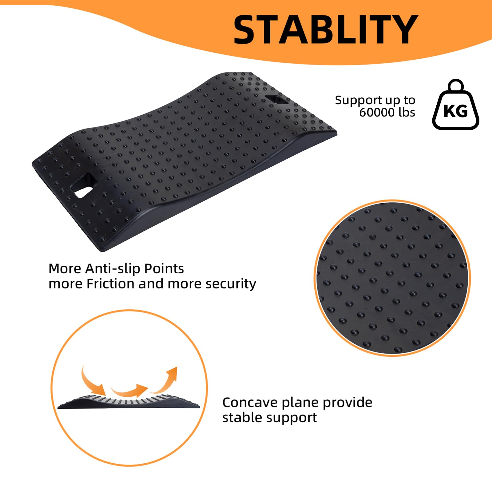 Reifenrampen Aus Gummi – 4er-Set, 21,6x21,6cm, 27.215kg Tragkraft, Mit Tragetasche – Für Autos, Wohnmobile & SUVs