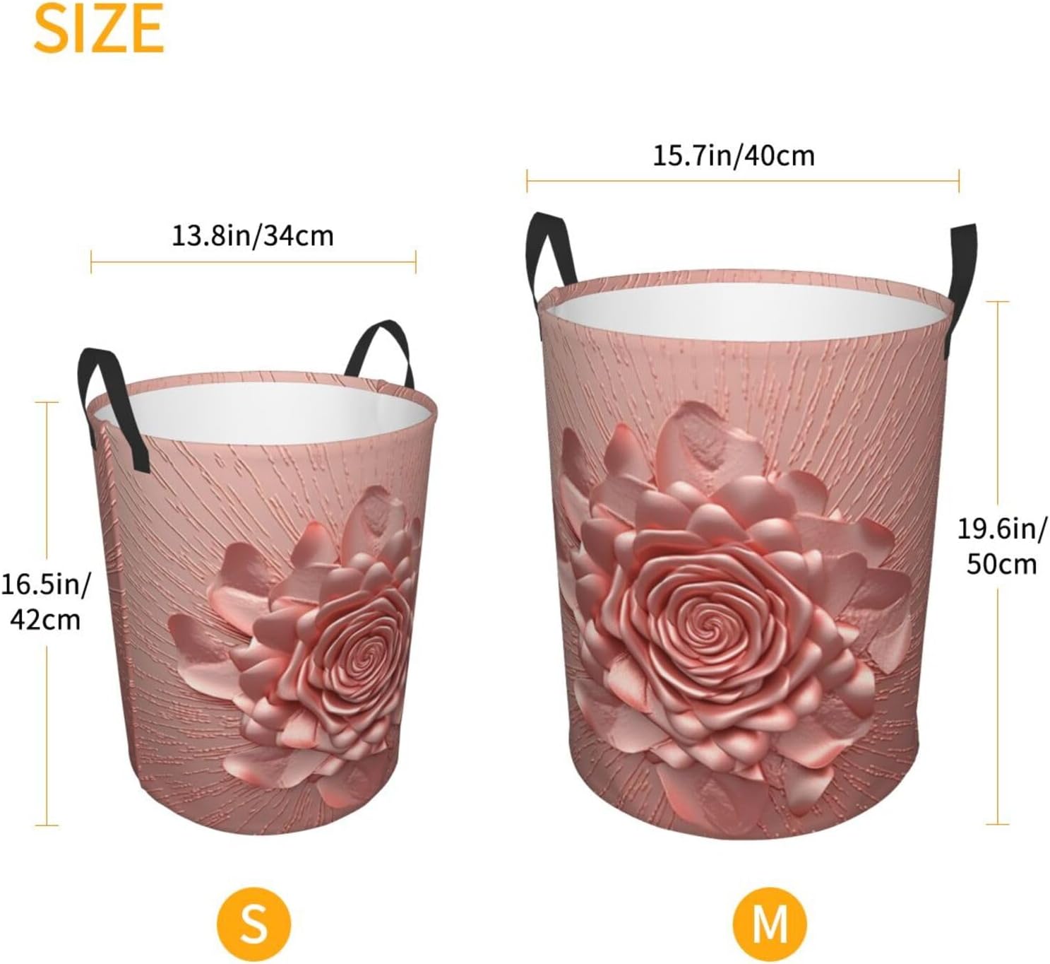Rose Gold Laundry Basket Large Dirty Clothes Hamper with Handle Waterproof Collapsible Storage Organizer Bin Tall Laundry Hamper Toy Organizer for Home Storage Medium