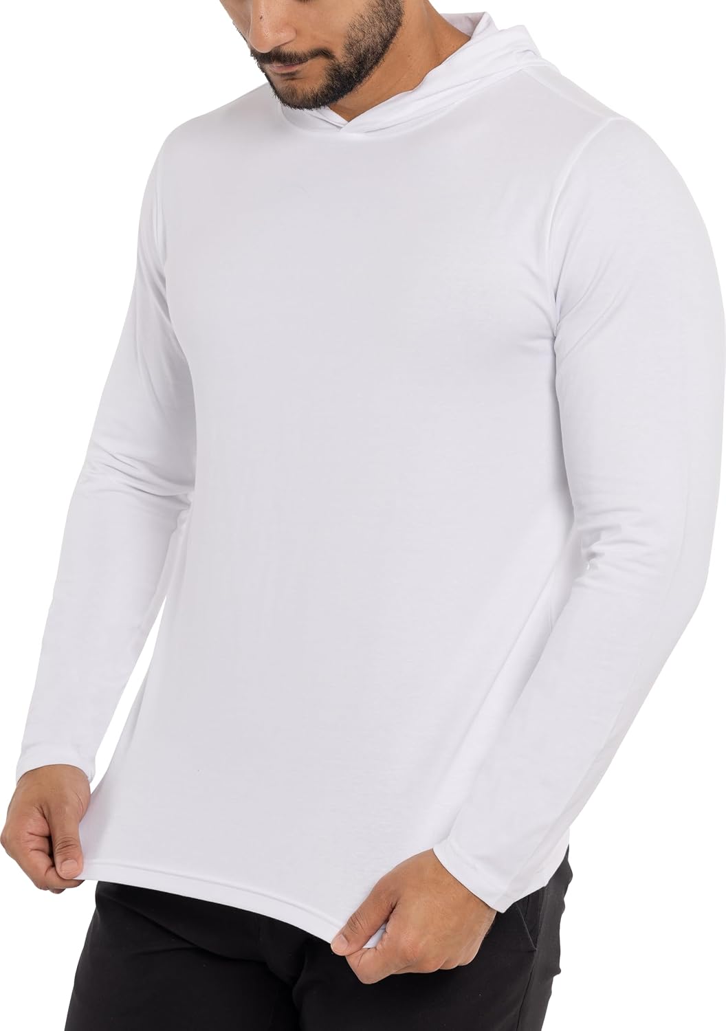 X RAY Men's Crewneck & Hooded Long Sleeve T-Shirt, 95% Cotton Stretch Slim Fit Basic Shirt for Men