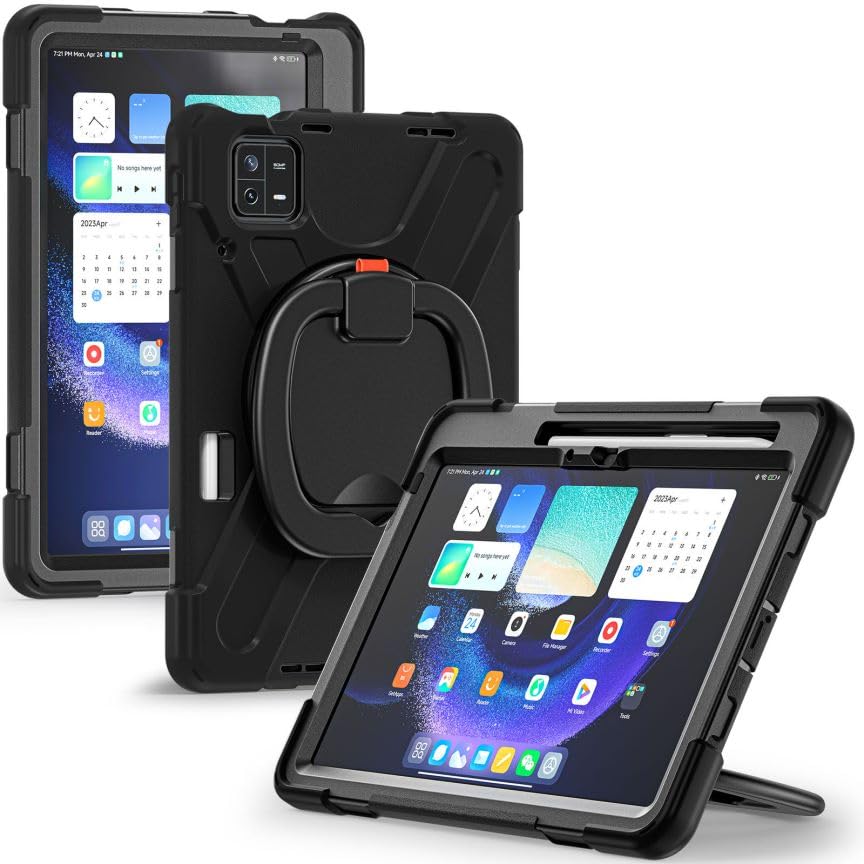 Etui na tablet Xiaomi Pad 6 / Xiaomi Pad 6 Pro 11,0" 2023, trwałe, ciężkie, wytrzymałe, odporne na wstrząsy, silikonowe etui z obrotowym uchwytem o 360°, podpórka, uchwyt na rysik i pasek na