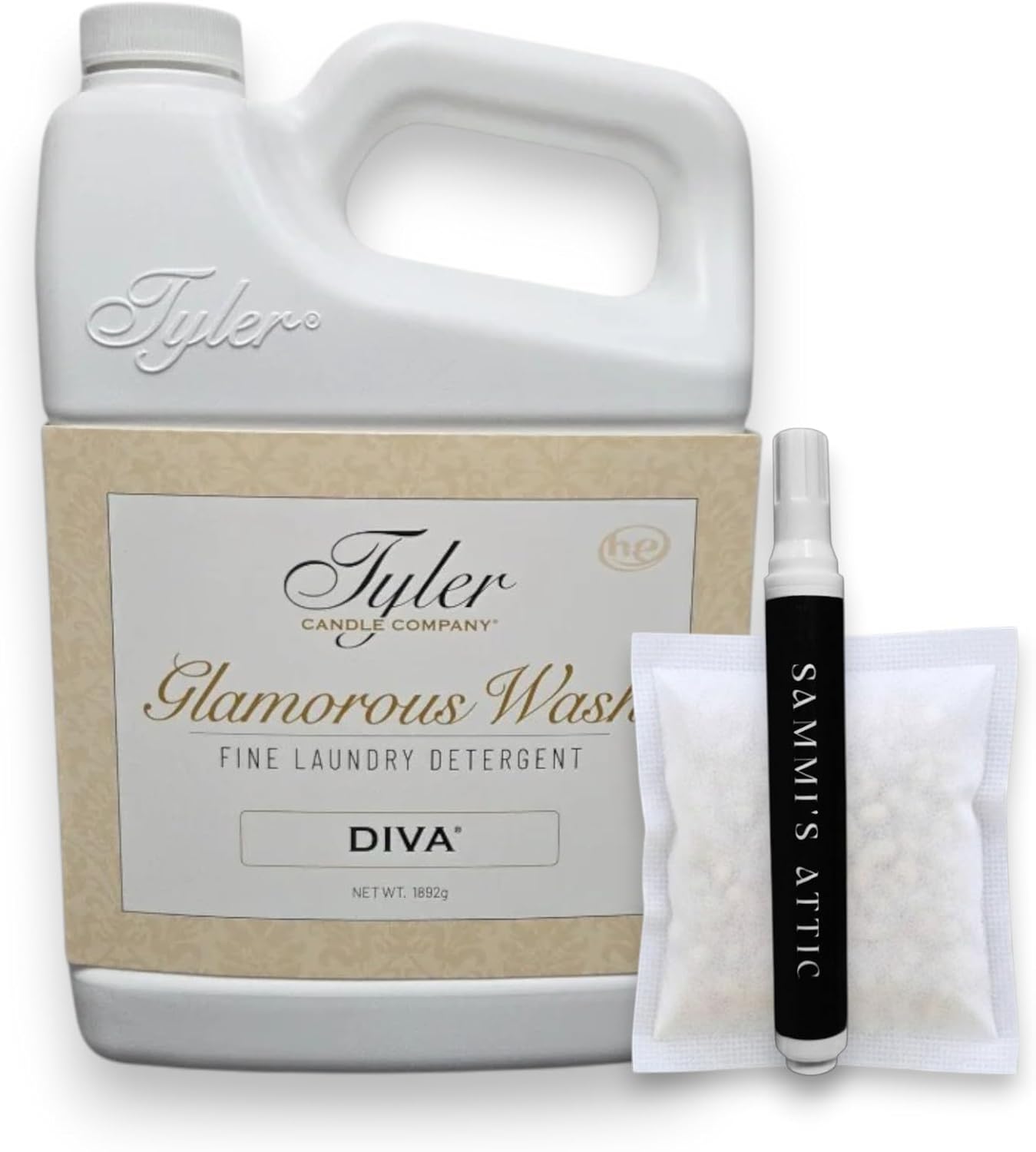 Tyler Diva Laundry Detergent, 64 oz, Diva Wash Laundry Detergent for HE Machines & Hand Wash - Luxury Laundry Soap with Stain Remover Pen & Dryer Sachet