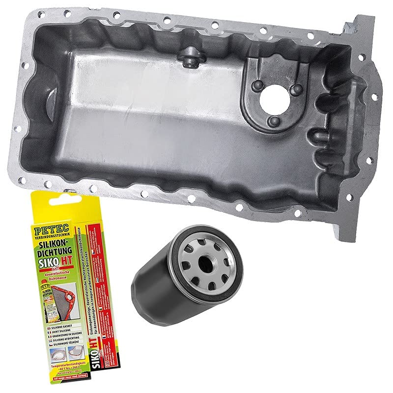 BESTPRICE 1x coppa dell'olio incl. tappo di scarico dell'olio, 1x guarnizione, 1x filtro dell'olio