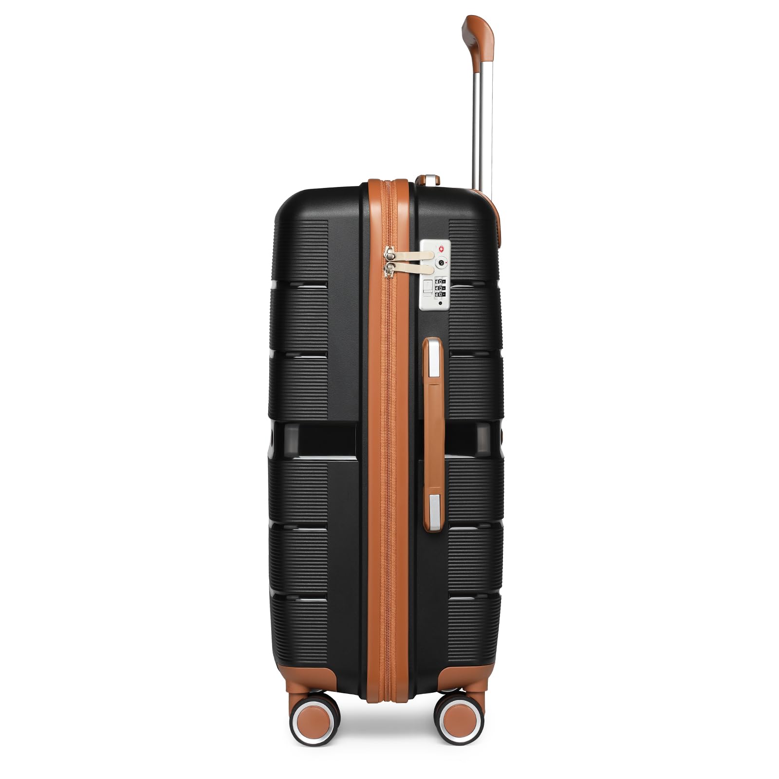 British Traveller Valigia Media 66CM Trolley Rigida PP Leggero con TSA Lucchetto (24pollici, Nero)