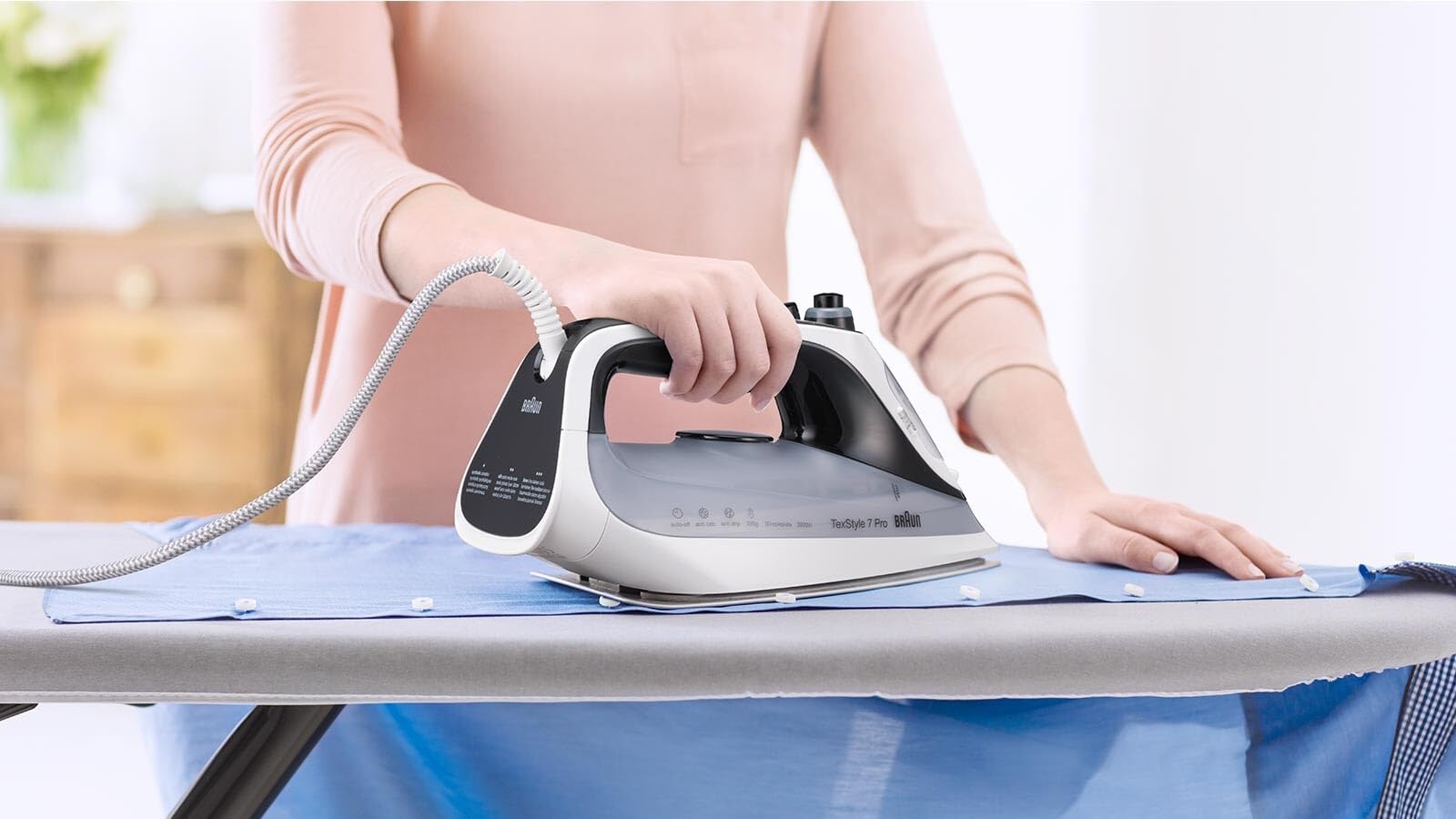 Braun TexStyle 7 Pro SI7149WB Dry & Steam iron EloxalPlus soleplate 2900 W Black, Gris