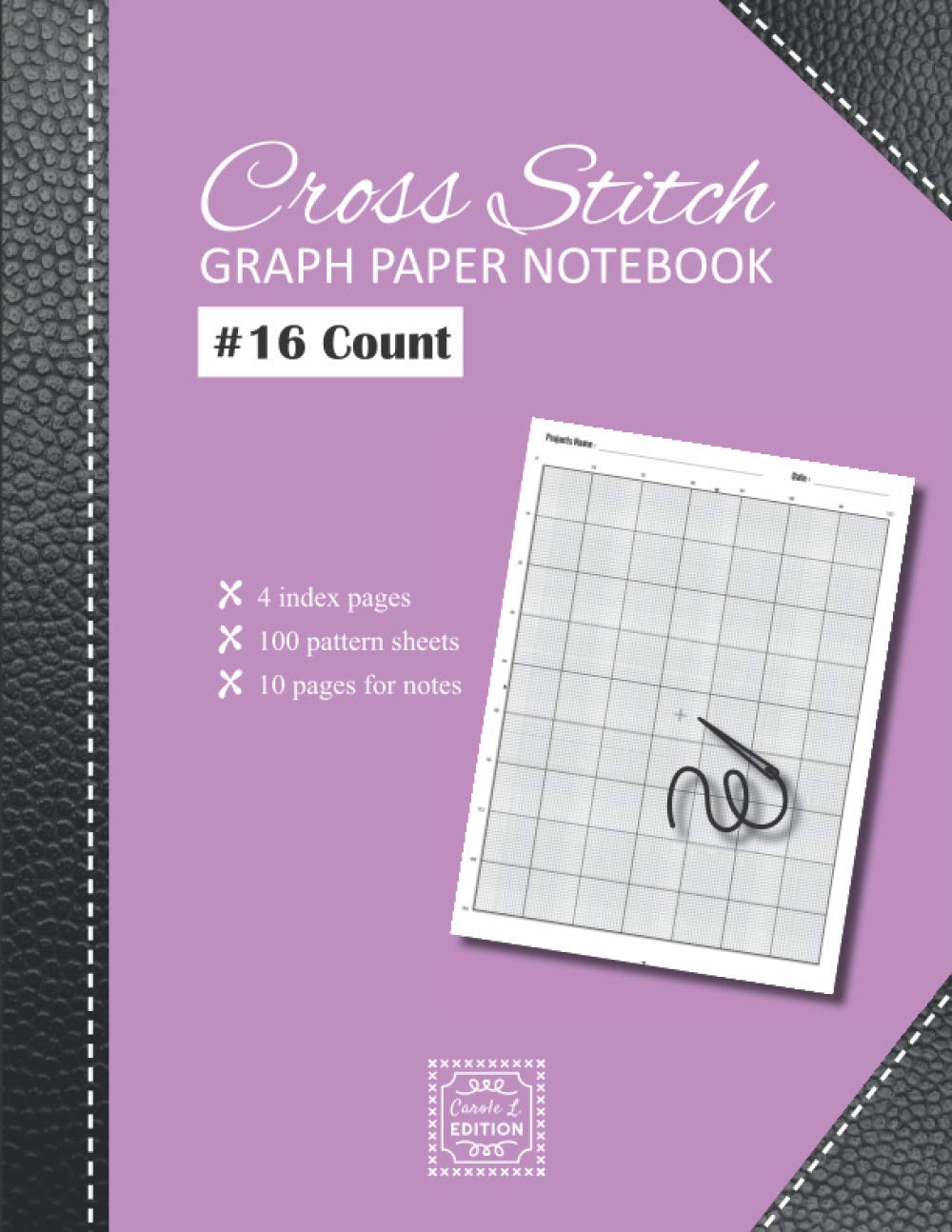 Cross Stitch Graph Paper notebook 16 count: v1-1 Create embroidery designs whith 100 pattern sheets + 10 pages for notes | Large format 8,5"x11" | pink