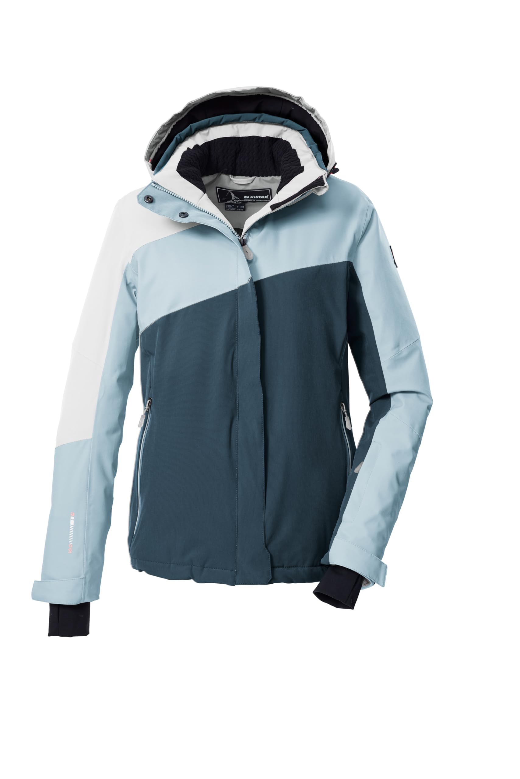Killtec KSW 26 WMN Ski Jacket/Functional Jacket with Zip-Off Hood and Snow Guard Light Ice Blue, 46, 43412-000