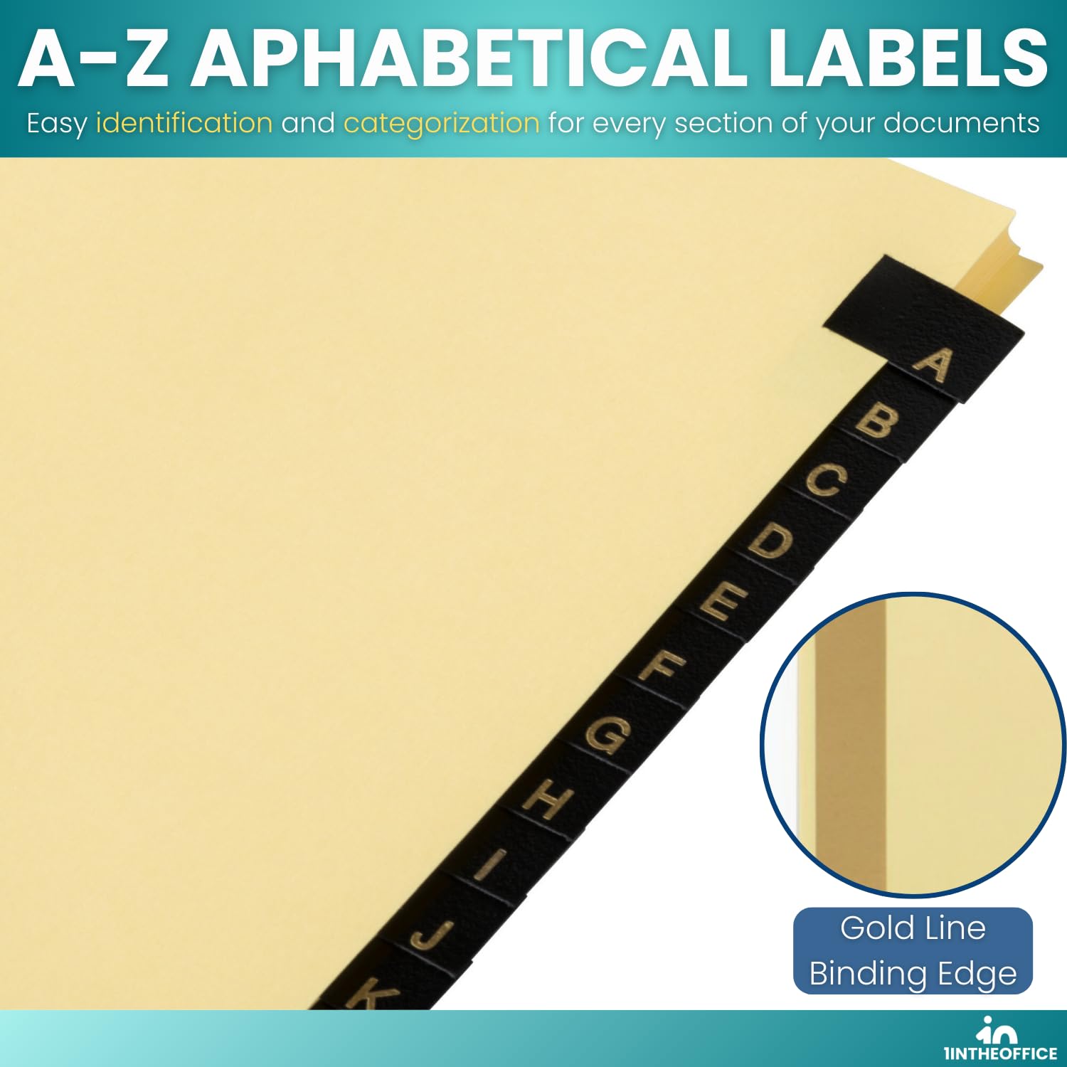 1InTheOffice Alphabet Dividers for 3 Ring Binder, A-Z Leather Dividers, 25-Tab, Black - Image 3