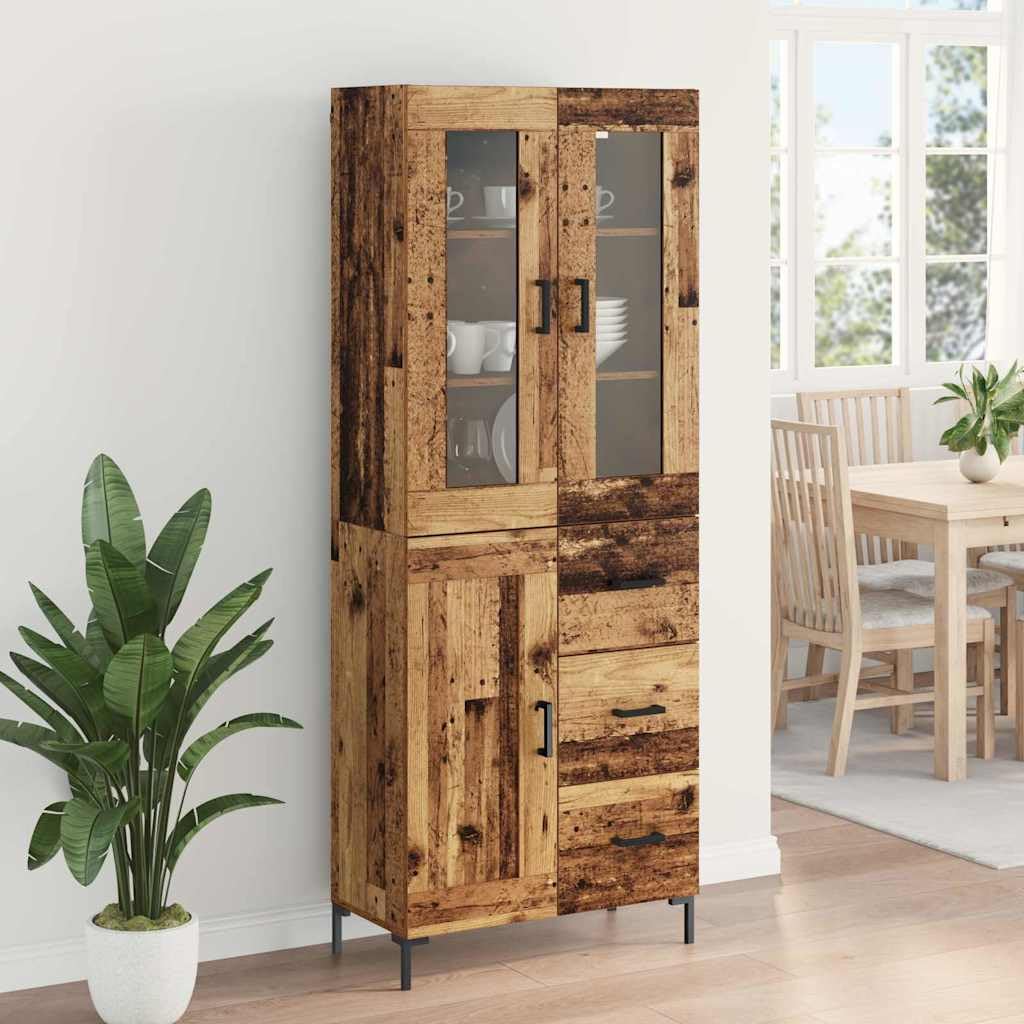 Highboard Lot de 2 étagères murales en bois vieilli avec tiroirs