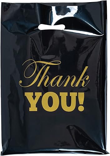 Miniatura 1 de 50 bolsas de mercancía de agradecimiento, bolsa de compras de plástico para pequeñas empresas, bolsa de venta al por menor con asas troqueladas