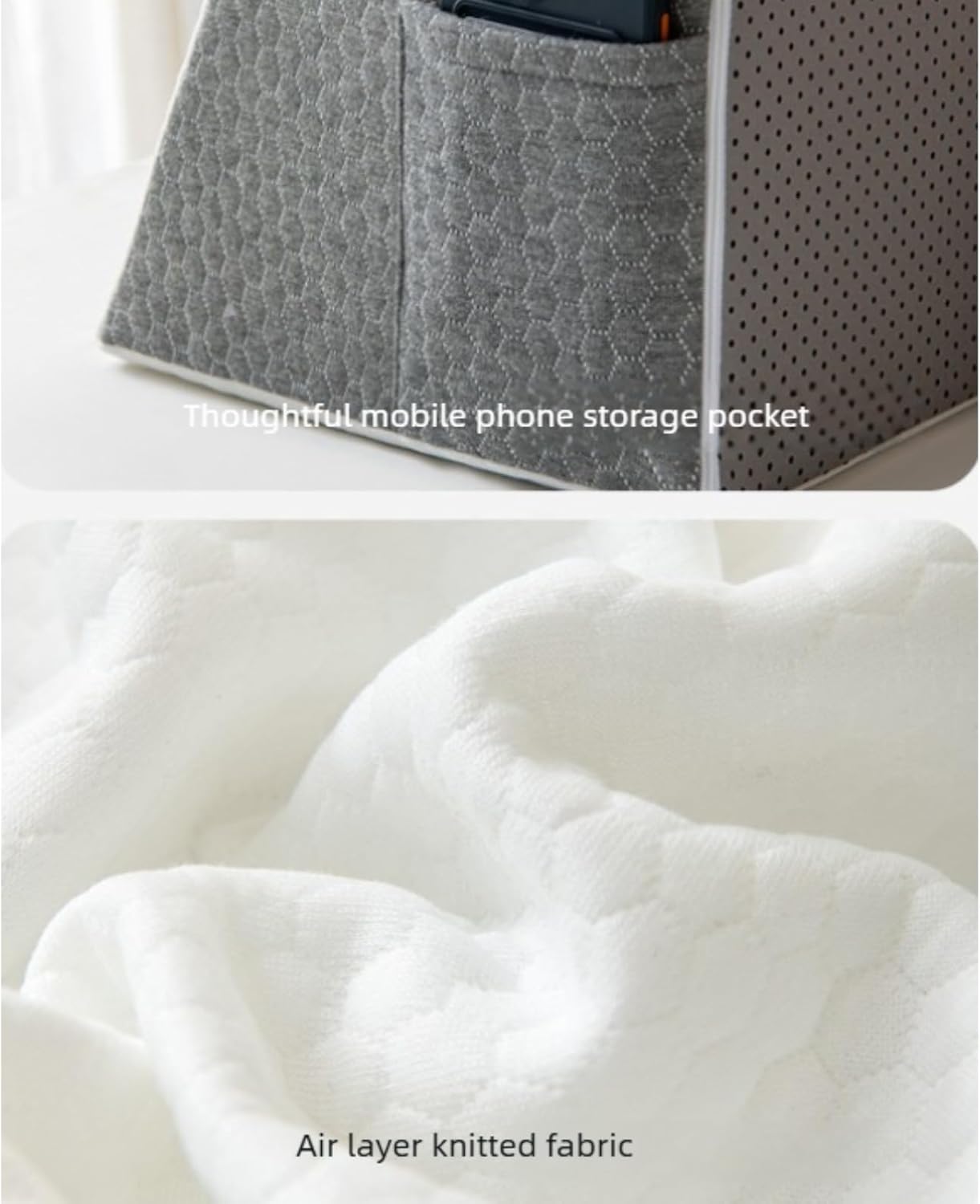 Healpurea 2.0 Sleep Pillow, Cooling Memory Foam Top, Bed Wedge Pillow for Headboard, Adjustable Support (White-1PCS)