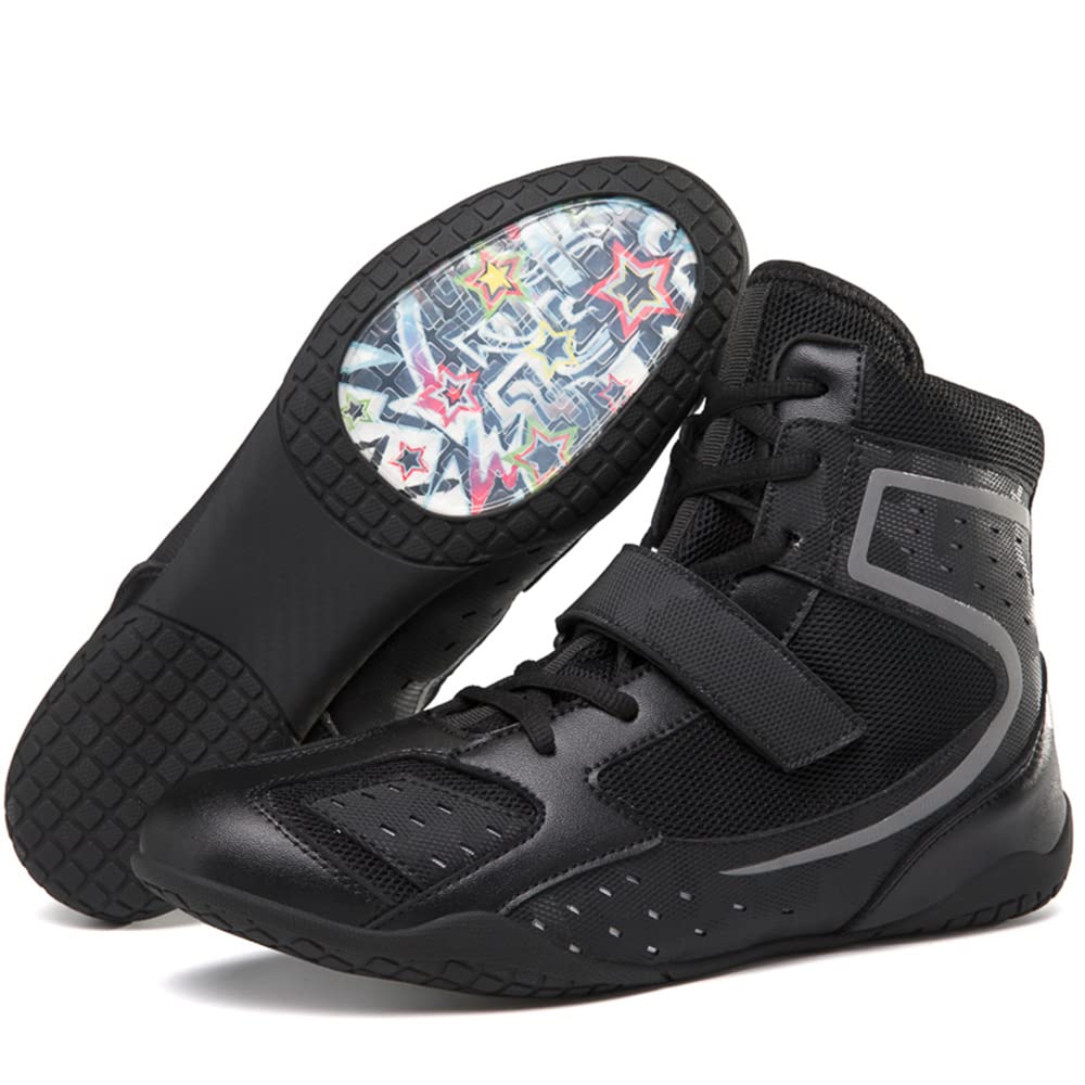 Zapatos de Boxeo para Hombres Zapatos de Lucha Profesional Zapatos de Entrenamiento Integral para Mujeres Botas de Boxeo para Fitness Negro EU 42