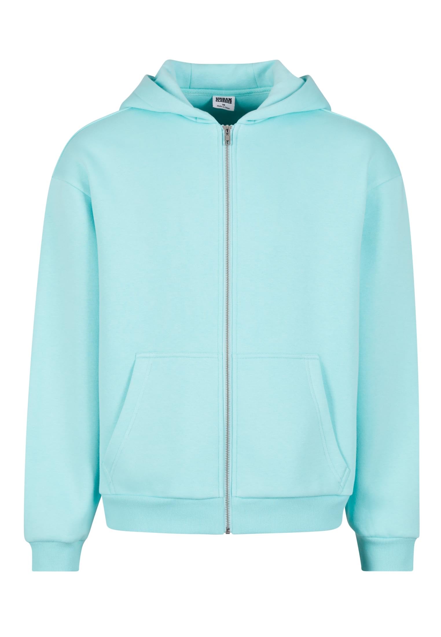 Urban Classics Męska bluza z kapturem Fluffy Zip Hoody, puszysta bluza z kapturem z zamkiem błyskawicznym, bluza z kapturem dla mężczyzn, oversize fit, Berylblue, 3XL