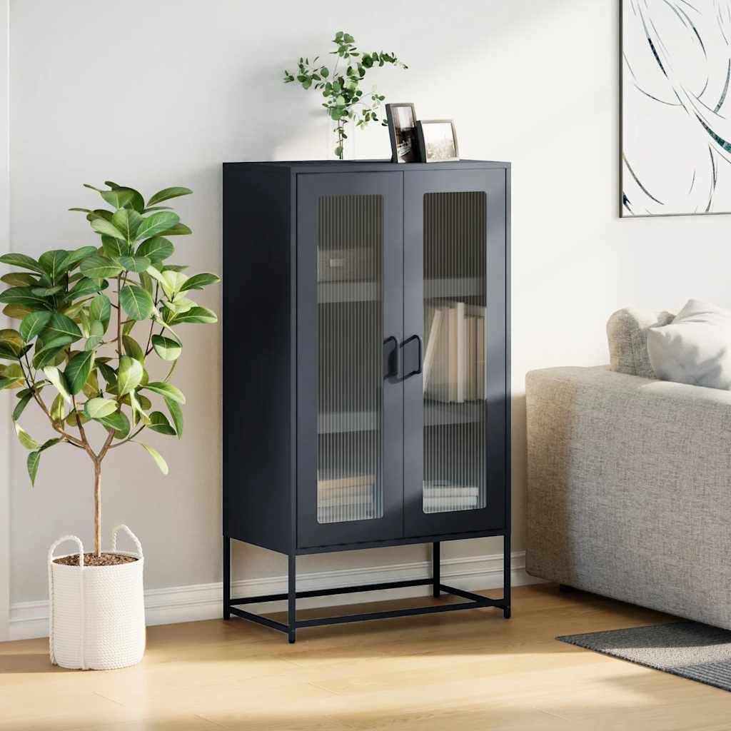 Antracytowa szafka Highboard, 68 x 39 x 123 cm, stal walcowana na zimno, z 6 półkami i 2 drzwiami, idealna do sypialni, salonu, biura, wszechstronne miejsce do przechowywania