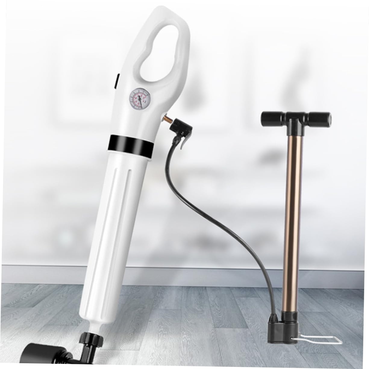 Desatascador de Desagüe Blanco Mango Ergonómico de Plástico para Eliminar Obstrucción de Inodoro y Limpiar Tuberías en Hogares y Baños