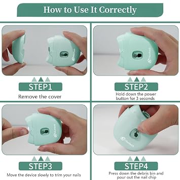 Automatic Electric Nail Clipper with 3-Speeds Levels and Nail Clip Storage, LCD Light, Safety Nail Clipper, USB Rechargeable Suitable for Babies,Children, Adults and Seniors(Green)