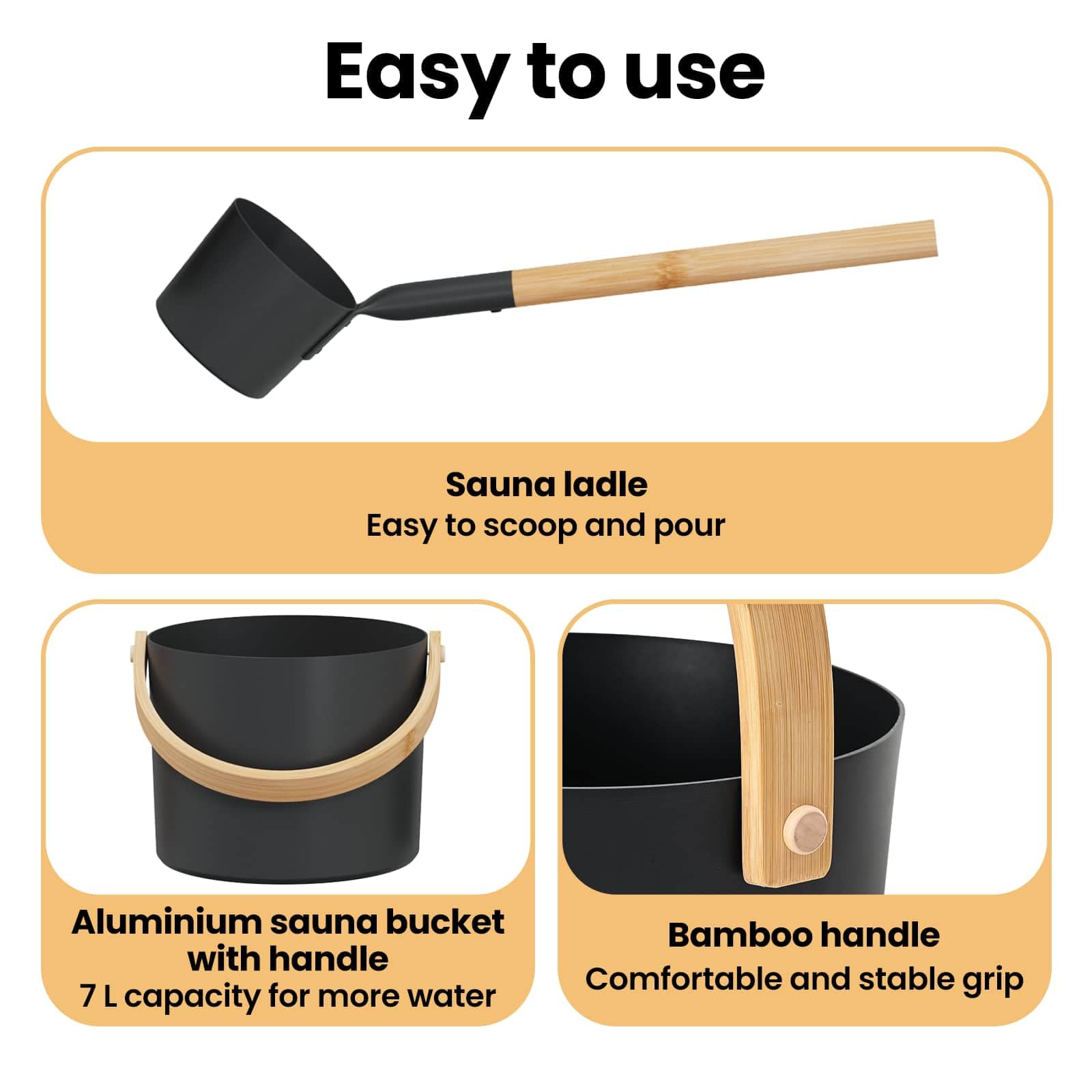 vidaXL Set di Accessori per Sauna 2 pz Nero