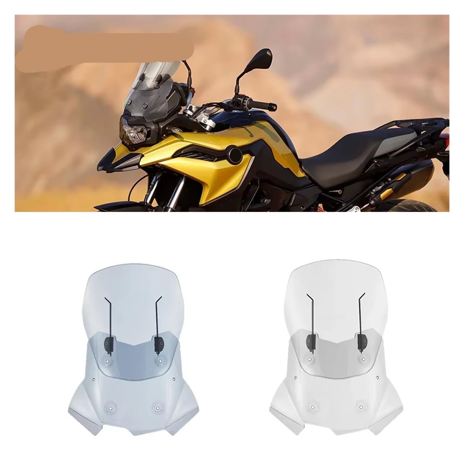 Cupolino moto Parabrezza Anteriore Alto Inferiore Regolabile | Per BMW F850GS F750GS F 750 850 GS 2018-2023 Trasparente/Fumé chiaro Plastica PC(Light Smoke)