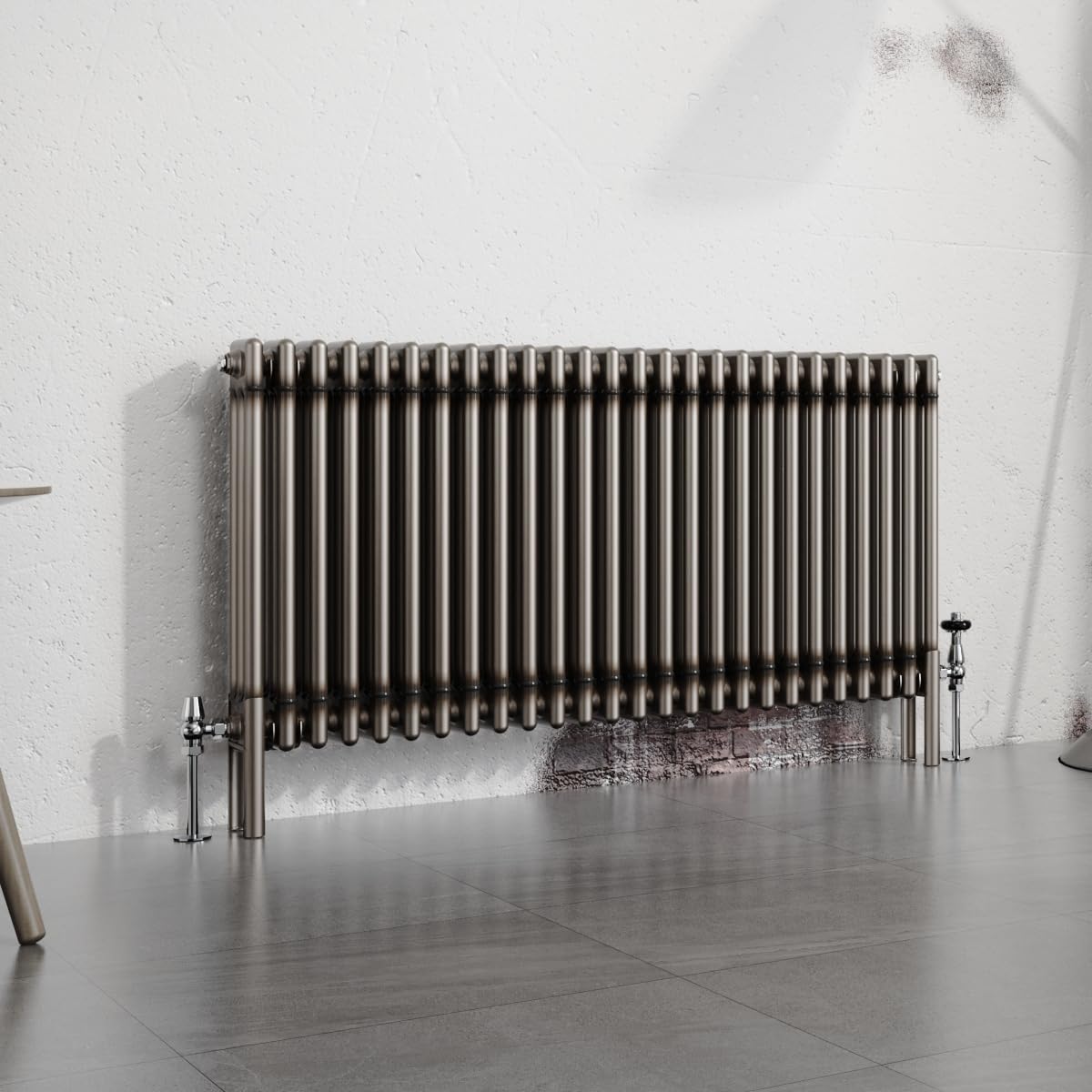 Warmehaus 600x1192mm Raw Metal Horizontal 3 Column Radiator Traditional Cast Iron Style Bathroom Radiator Central Heating