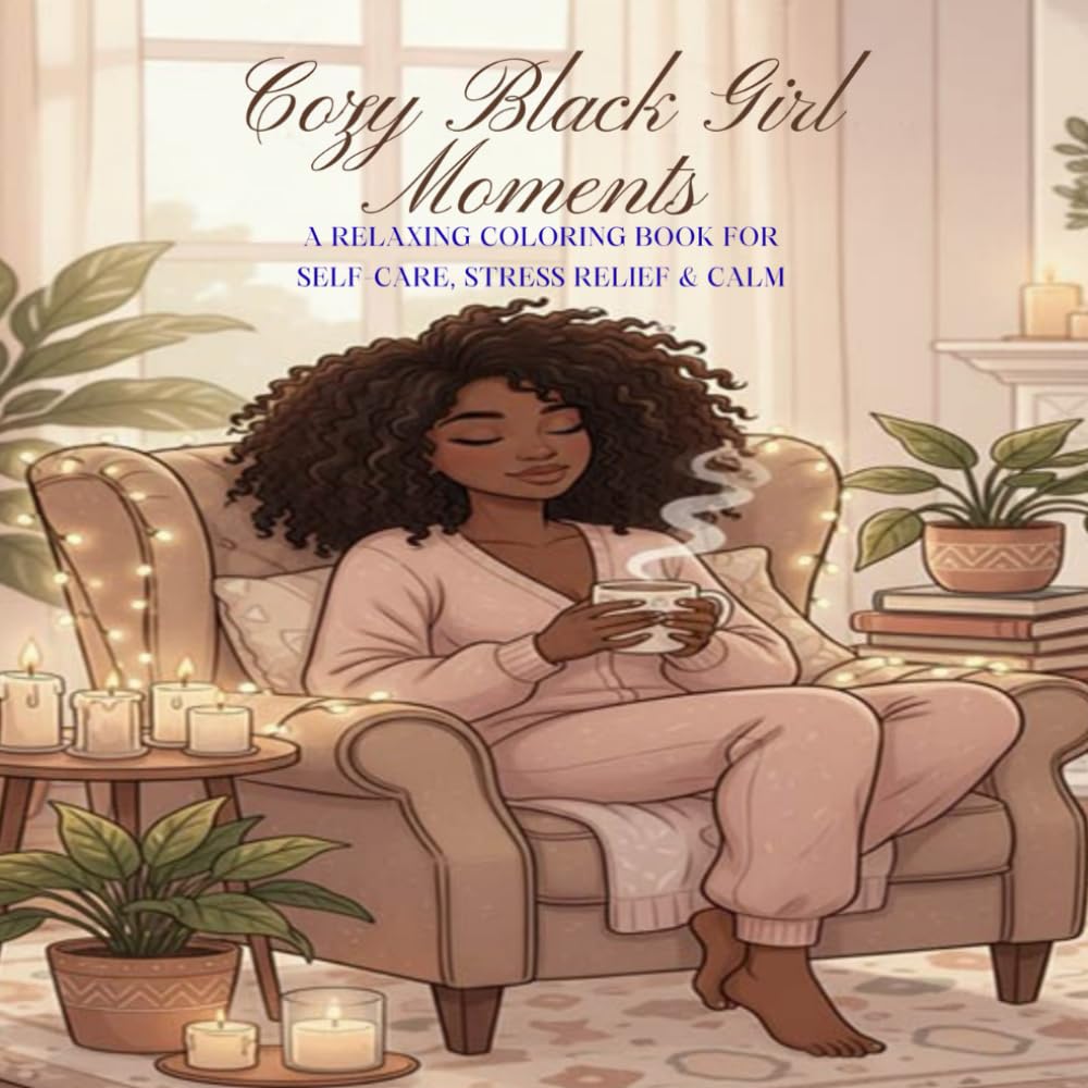 Cozy Black Girl Moments: A Relaxing Coloring Book for Self-Care, Stress Relief & Calm