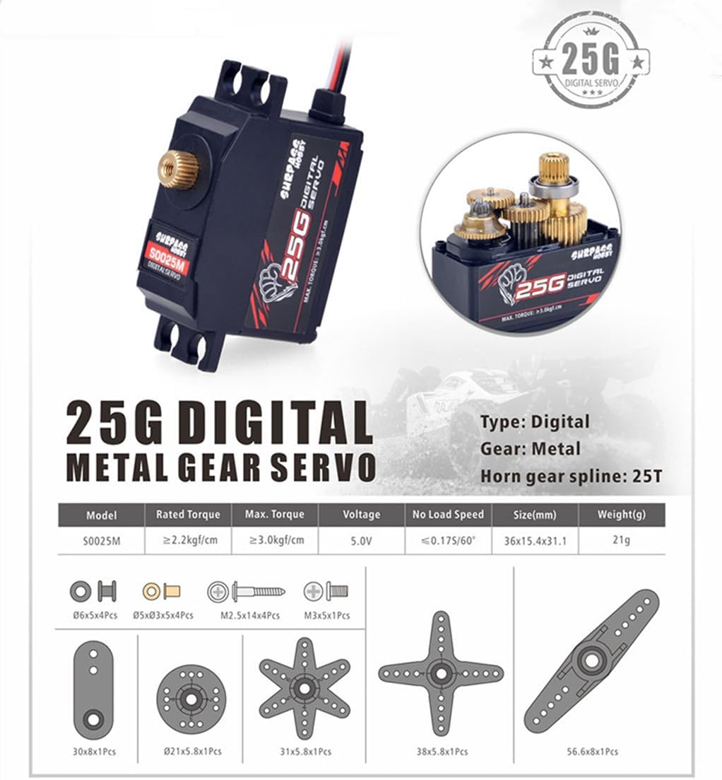 3.0KG Torque Metal Gear Servo Digital Servo for 1/12 RC Car Aircraft RC Boat Robot RC Model