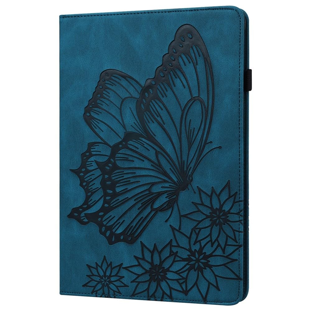Generic Étui compatible avec Kindle Paperwhite (7ème génération) Couleur : Bleu (Bleu) Étui portefeuille en cuir magnétique à rabat Motif papillon