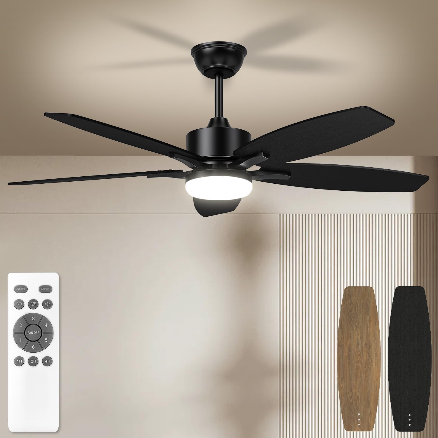 Plafondventilator diameter 132 cm beige/wit afstandsbediening Plafondventilator diameter 132 cm beige/wit afstandsbediening