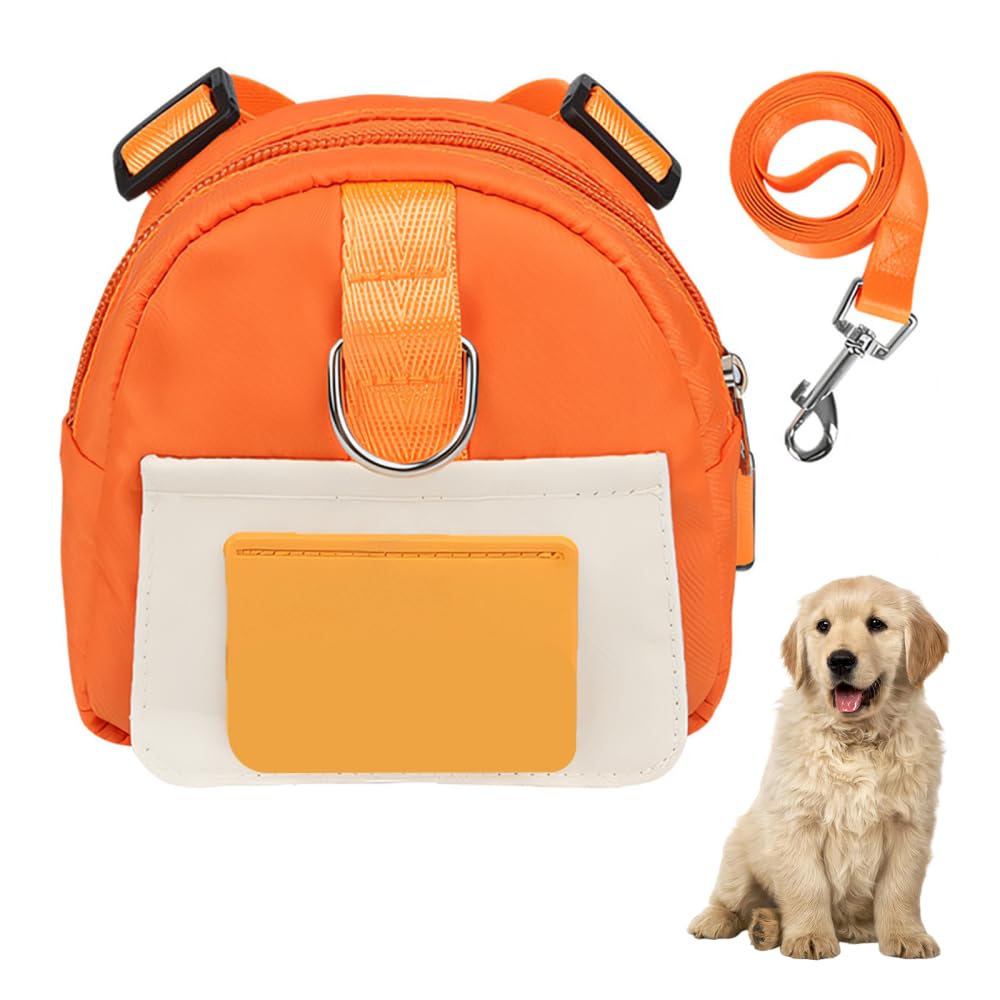 DONGKER Dog Backpack Harness,Pet Travel Pack with Adjustable Straps and 1.5m nylon leash & D-Ring for Small Medium Dogs Outdoor Traveling Camping,Training, Walking
