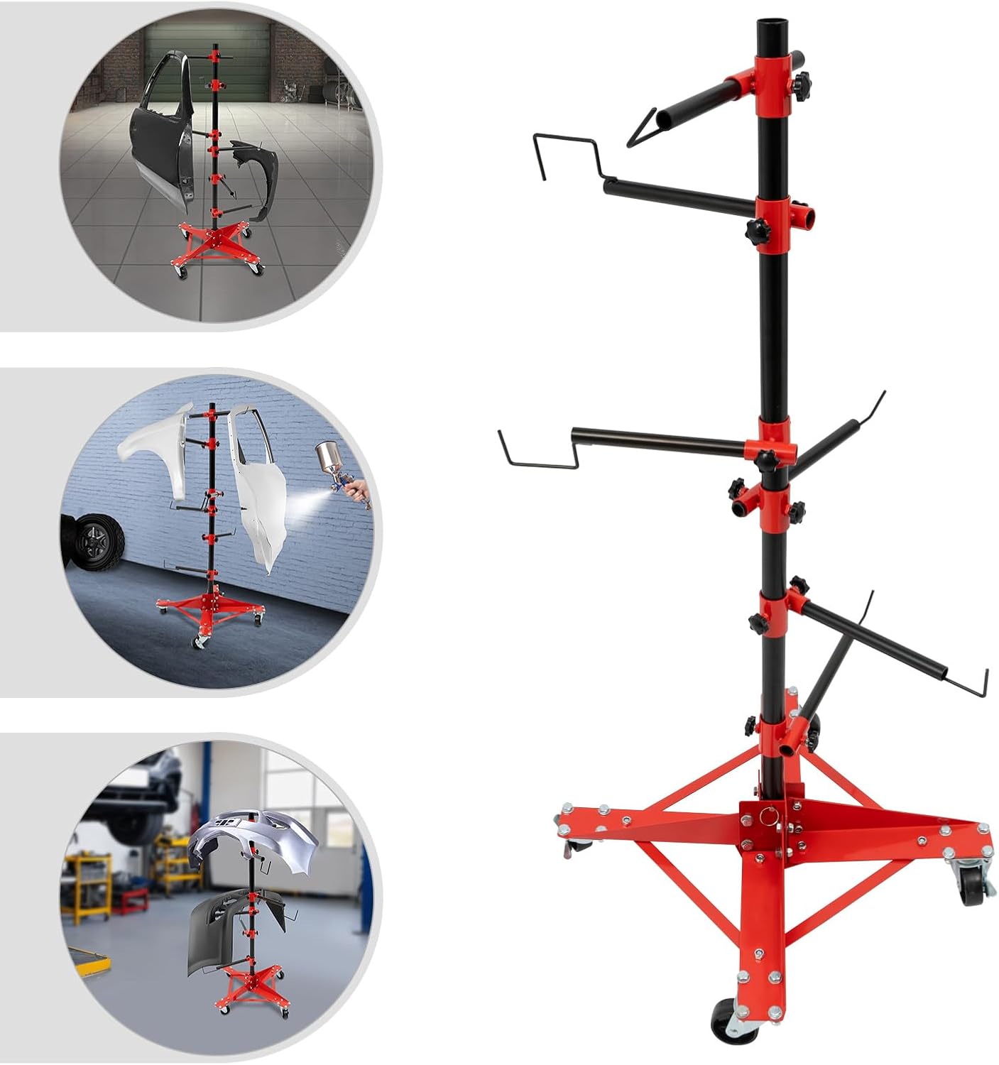 47.2 in Panel Tree Paint Stand Panel Holder,Adjustable Center Post & 4 Wheels w/Locking Brakes, Hang Auto Body Repair ToolsAutomotive Doors Fenders Bumpers
