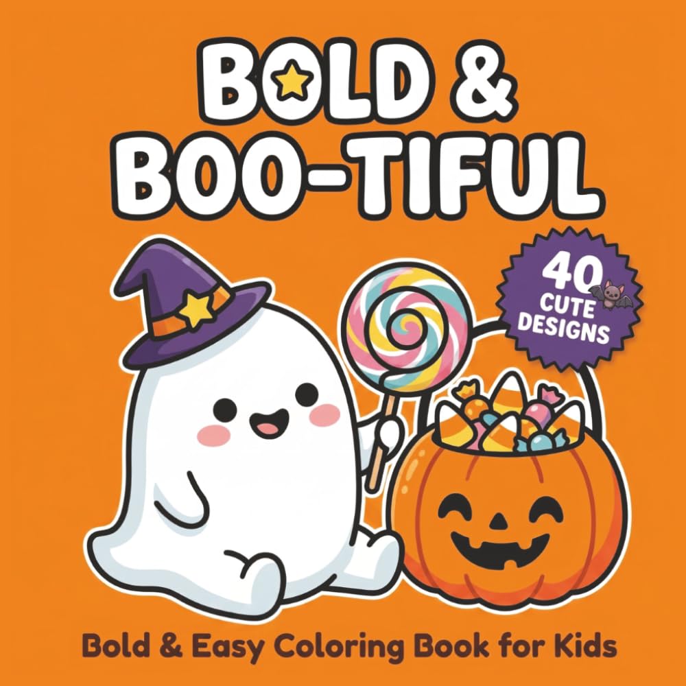 Bold & Boo-tiful: Easy Kawaii Halloween Coloring Book for Kids: Big, Simple, and Cute Trick-or-Treat Scenes for Toddlers, Kids, and Beginners