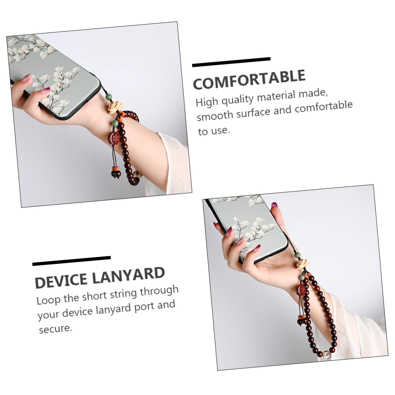 OSALADI 3stücke Vintage Holzperlen Handy Lanyard Für Outdoor Handgelenkschlaufe Für Smartphone Einfach An Handy Oder Hülle Zu Befestigen Für Reisen Schule Und Freizeit