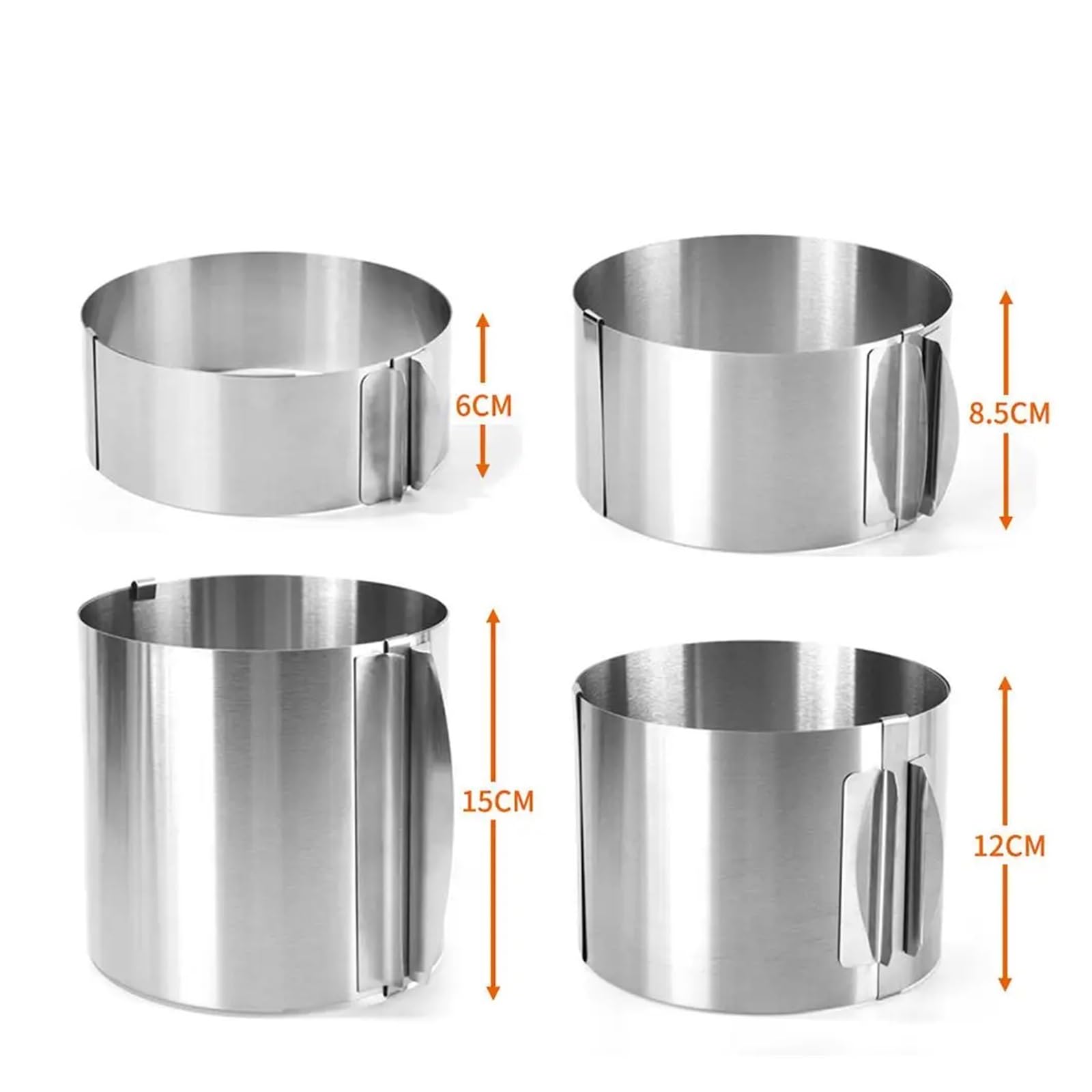 Edelstahl 6-30cm Teleskop Mousse Ring Kreis Form Einstellbar mit Skala Erhöhte Kuchen Ringe for Backen für Kuchen(Height 8.5cm)