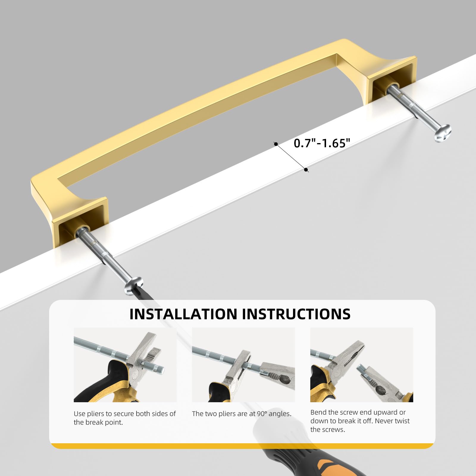 Goldenwarm 20 Pack Square Drawer Handles, Kitchen & Wardrobe Cabinet Handles - 160mm Hole Centers Solid Zinc Alloy - Image 4