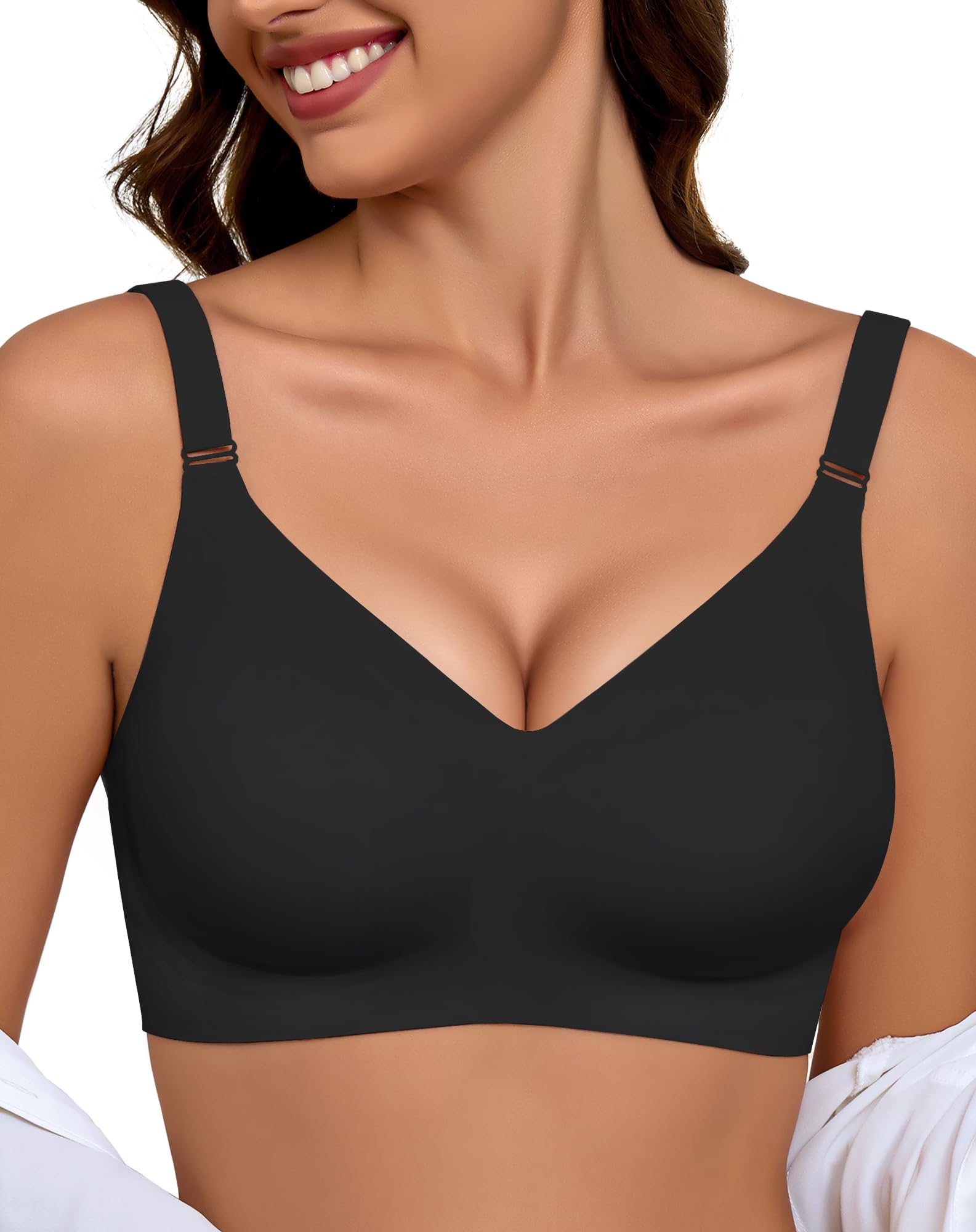 Reggiseno Donna Senza Ferretto Push Up Imbottito Morbido Bra Seamless Comodo T-Shirt Reggiseno Invisibile Coppa Intera Comfort Classico Bustier Supporto Forte Bralette per Seni Normali e Grandi