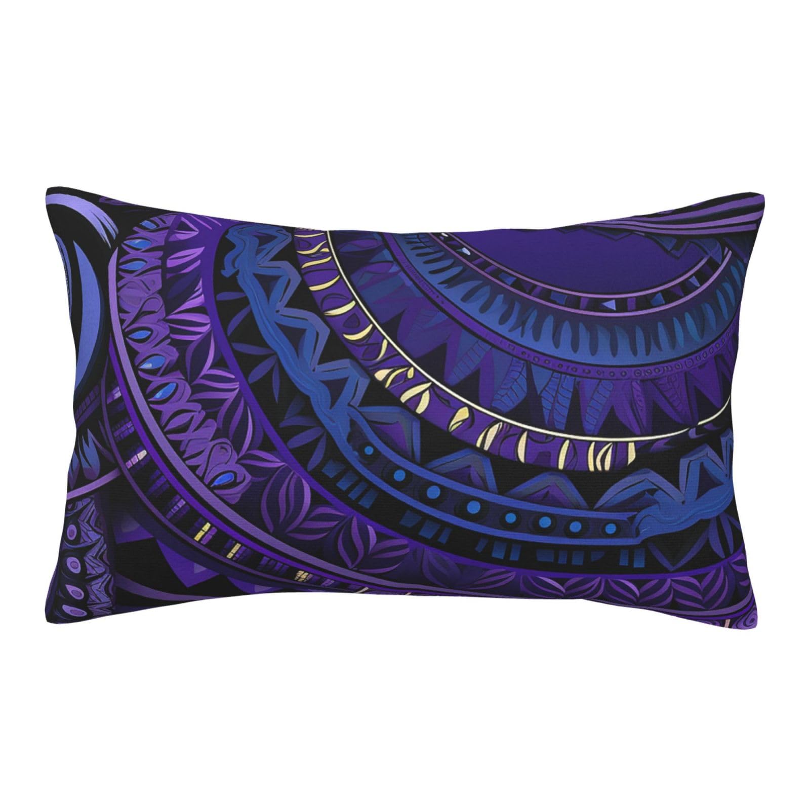 Velvet Pillowcases 20"x30" Ultra Soft Breathable Pillow Cases, Luxury Fuzzy Throw Pillow Covers with Zipper, Purple Background in Tribal Style Pattern Pillow Shams Decorative Cushion Cases for Couch