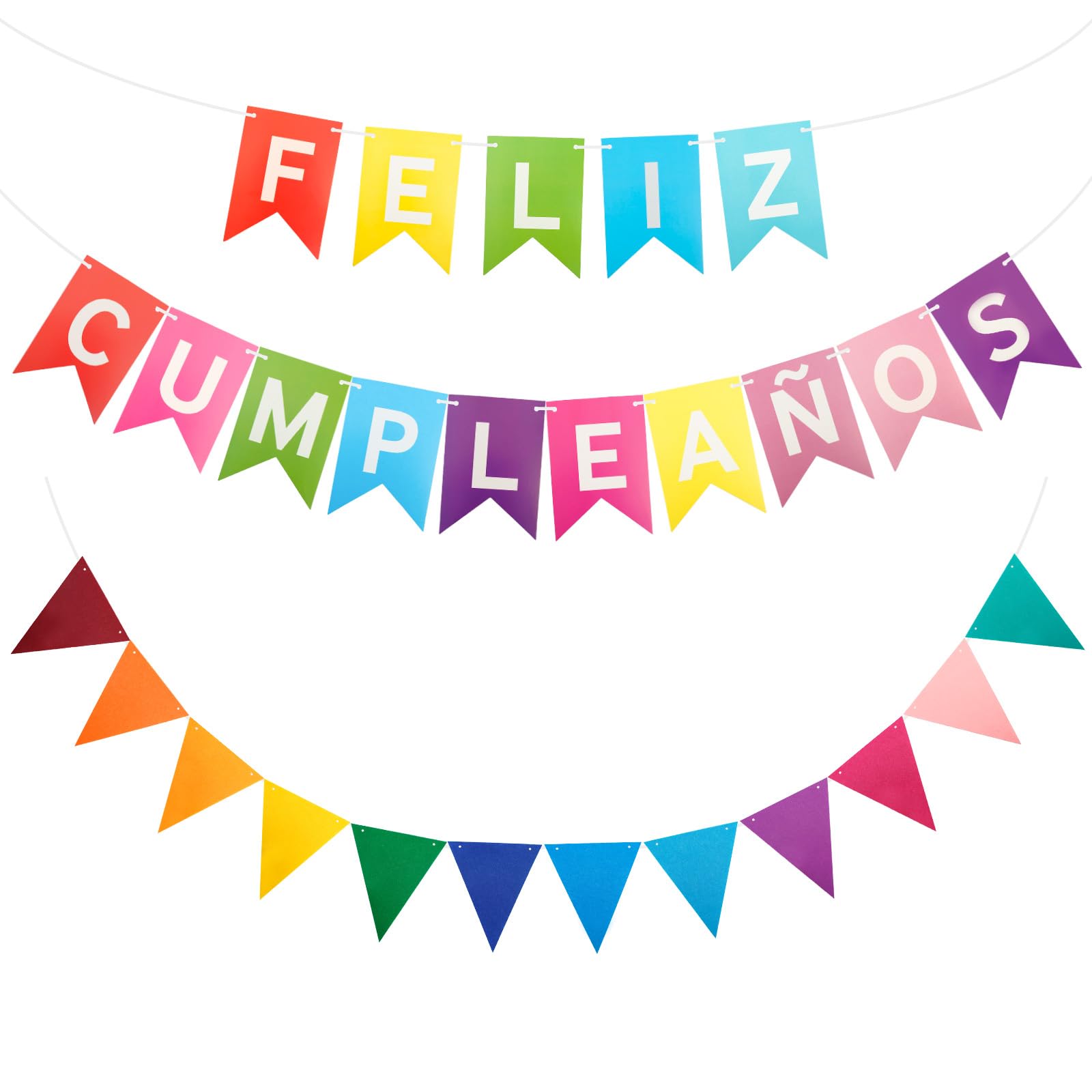Feliz Cumpleaños Banner Decoracion, Rainbow Garlands Pennant Banner Rainbow Birthday Decorations Party Garlands, Colorful Party Decorations Favor