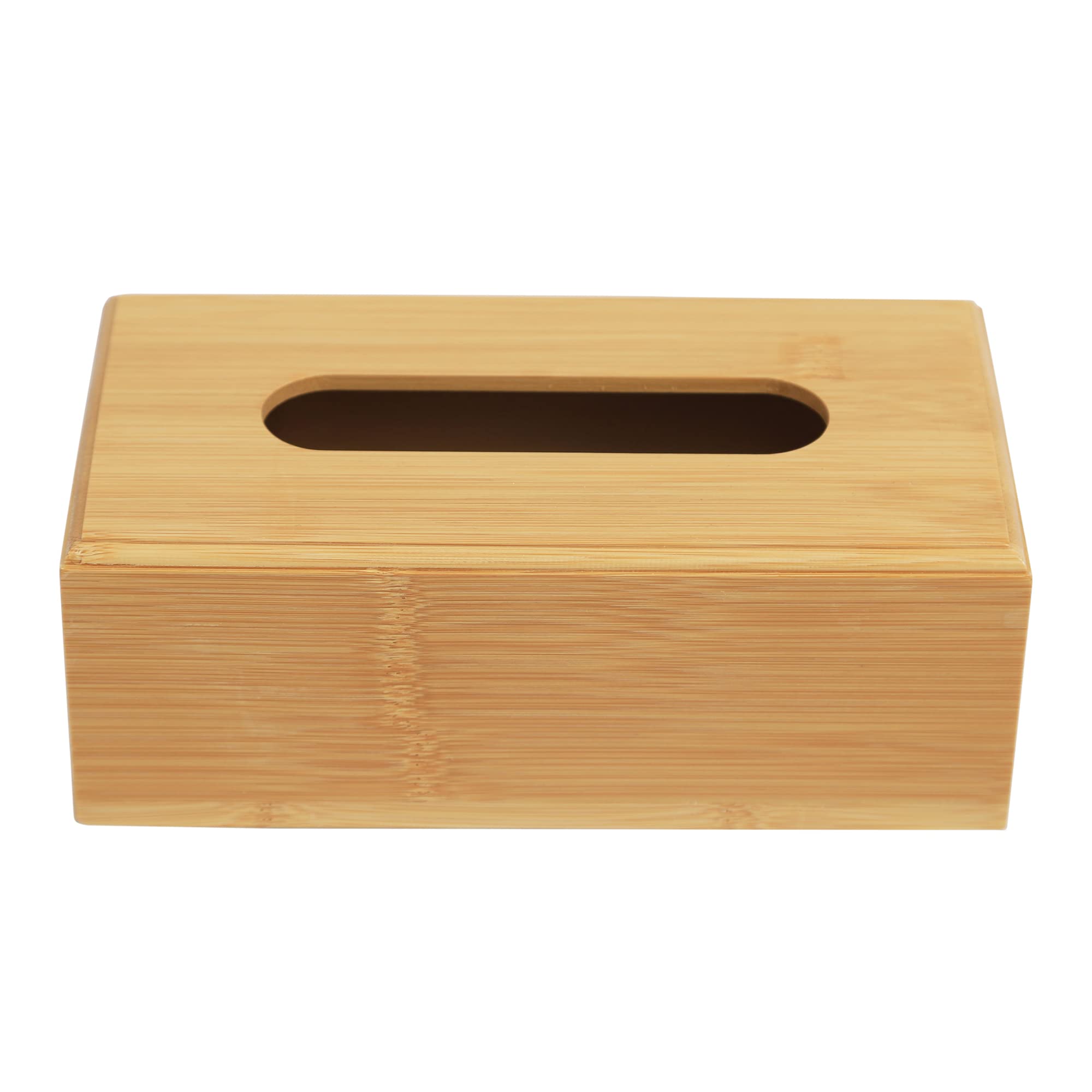 Bamboo Tissue Box Cover Rectangular Facial Tissue Holder for Office Home 9.1 x 3.1 x 4.7 inch