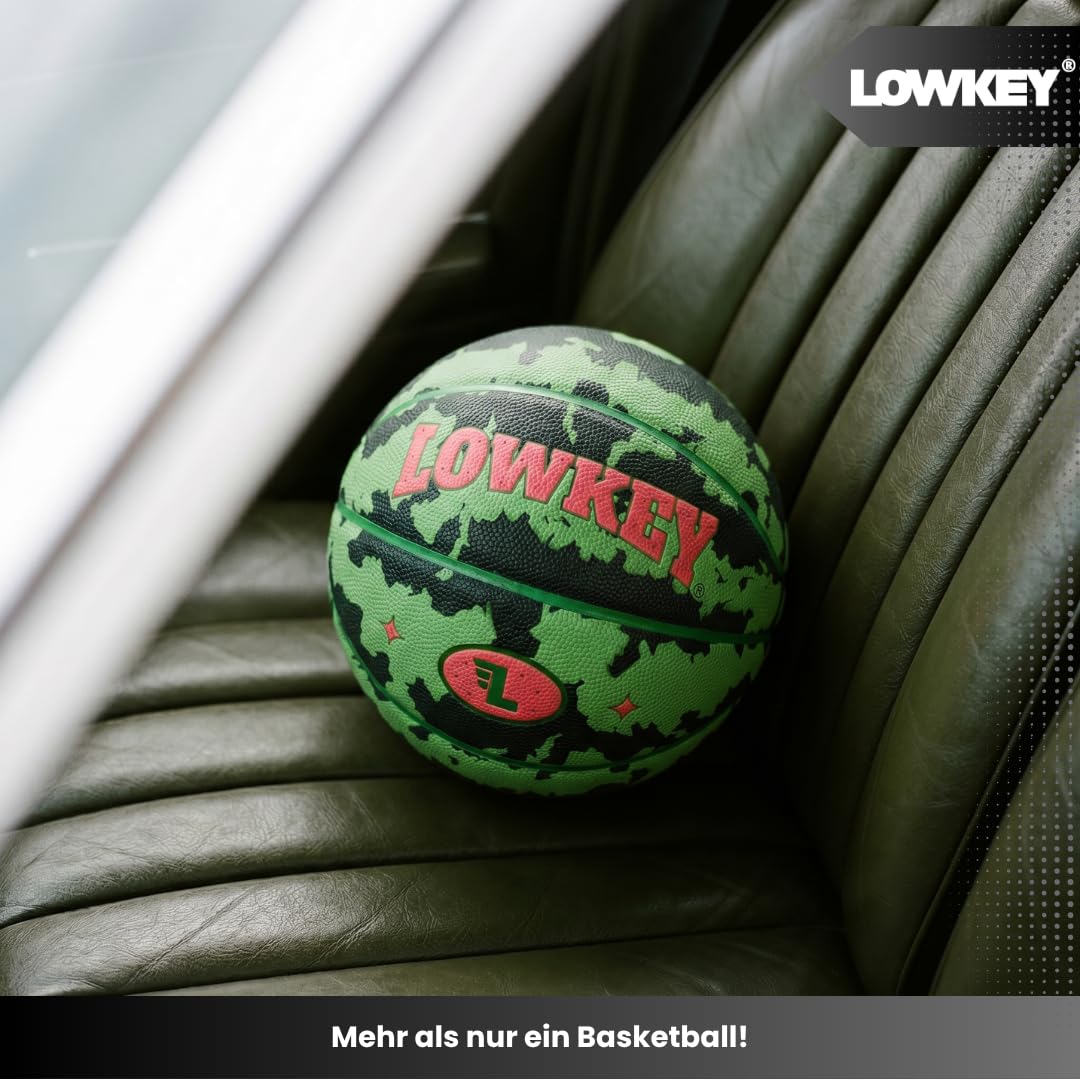 Lowkey Balón de Baloncesto para Interior y Exterior, Talla 7 | Balón de diseño | Balón con Revestimiento Antideslizante y Agarre Premium en diseños Melon, Moon y Ice Pop