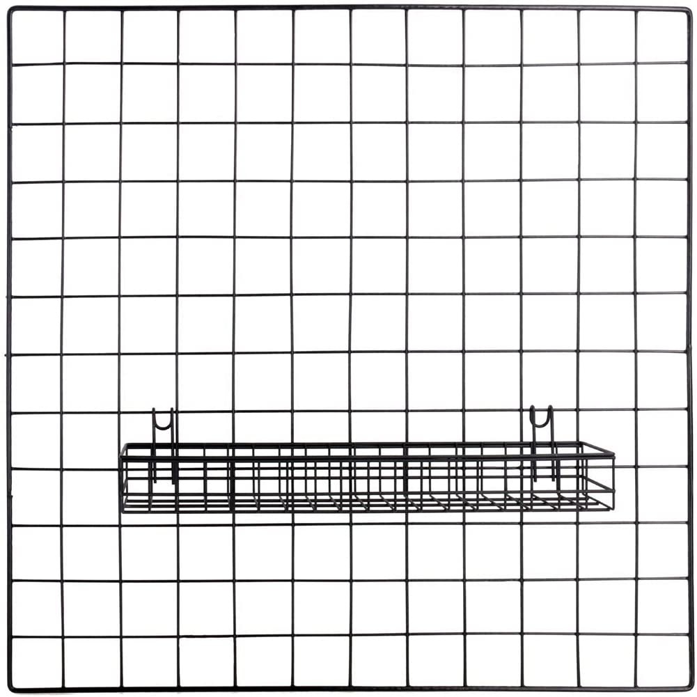 NAMYEUT Lot de 4 panier pour grille murale en métal, grille murale design, paniers de rangement tous usages en treillis avec crochets, panier mural pour étagère, utilisé, 23 x 10 x 7,5