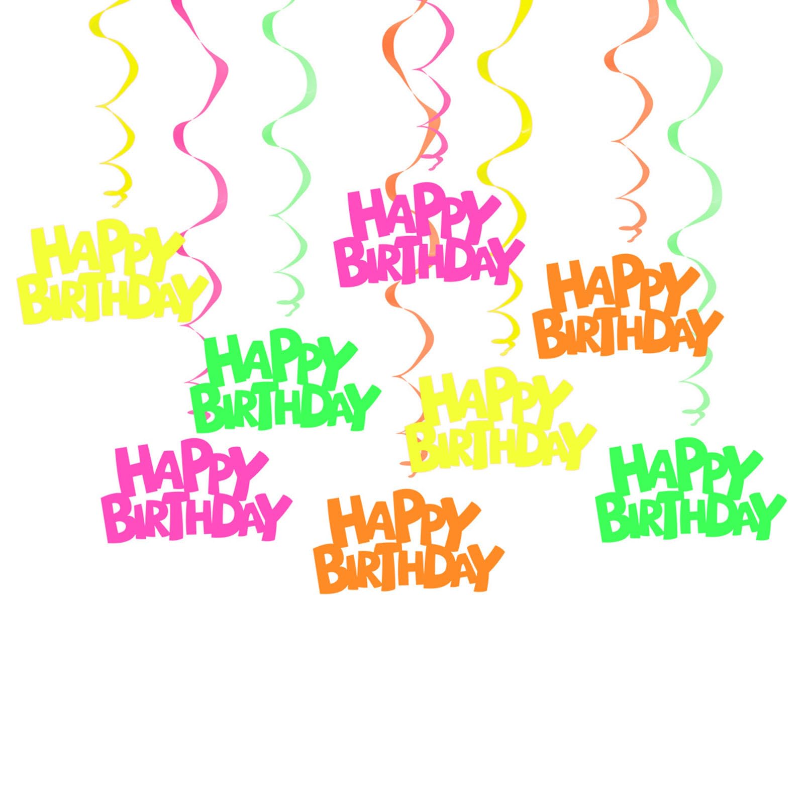 Elnwnnkc Multicolor Colorful Swirling Banners Set For Birthday Party Decors Glowing Hanging Banners Party Streamers Happy Birthday Backdrop Hanging
