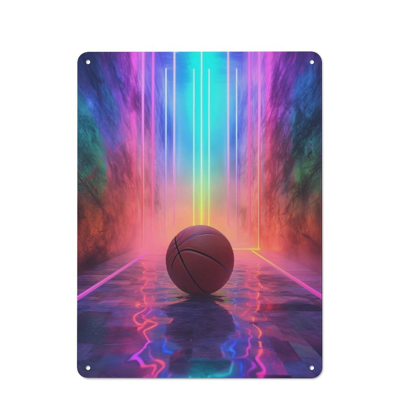 Sport Neon Basket Ball Character Metal Wall Decor 40x30cm, Vintage Metal Sign for Home, Shop, Pub Or Studio Wall