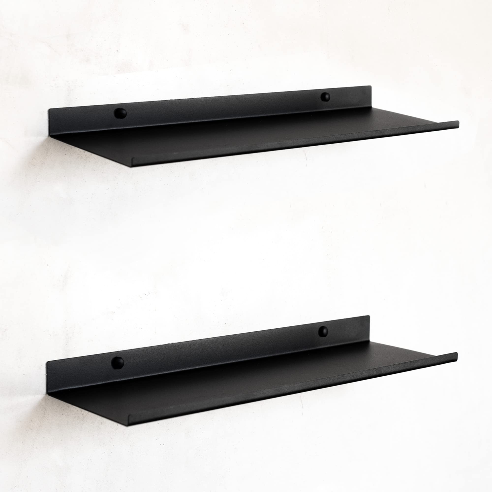 MILUKA Estanteria Pared con 2 Baldas Flotantes 50 x 15 cm, Metal Negro Mate | Repisas de pared para libros, organizar y decorar salon, Lejas para habitación, Estanteria para cocina, baño, y oficina
