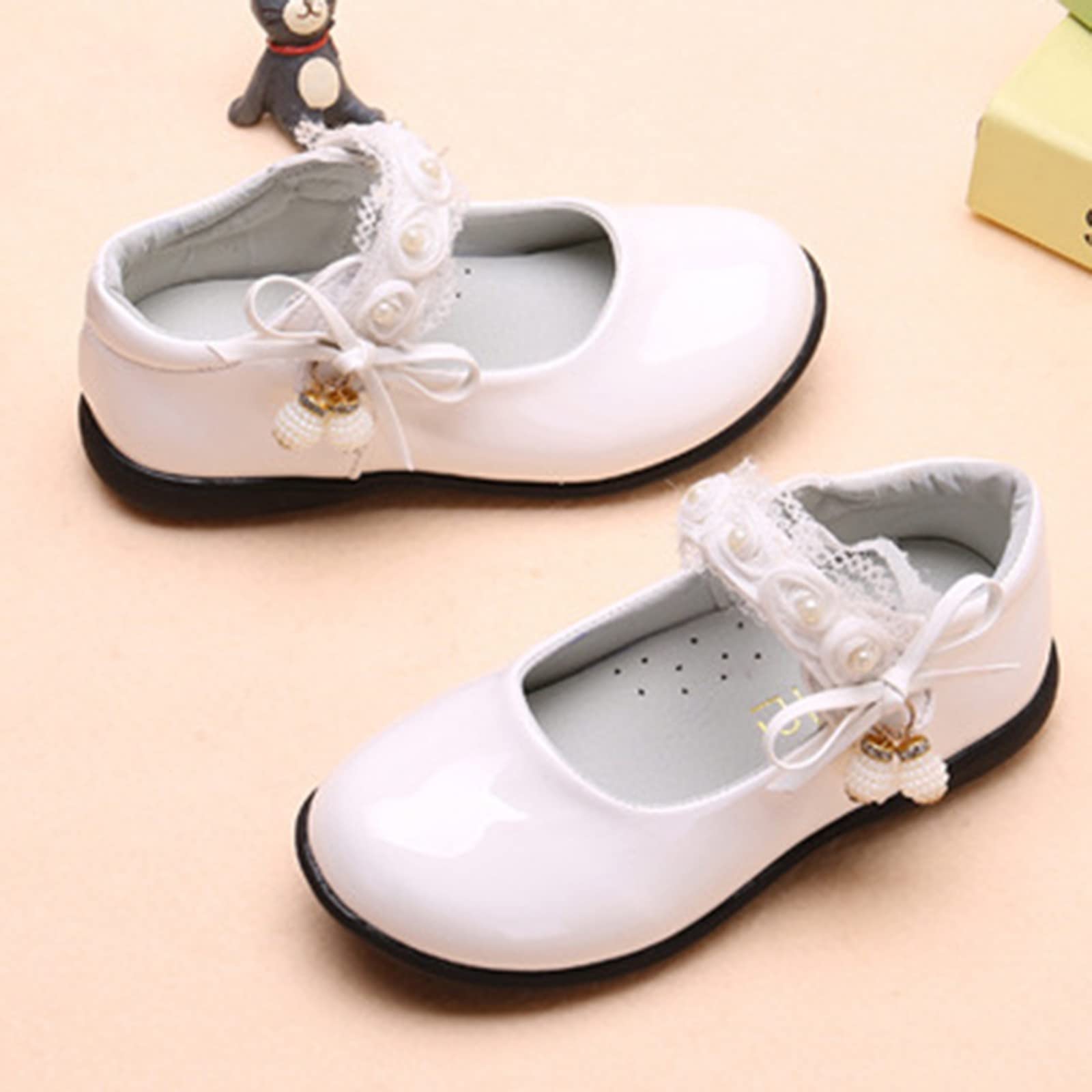 Chaussures de princesse pour fille - Chaussures de danse pour bébé - Chaussures en cuir - Chaussures de ballerines - Chaussures de ballet pour fille - Chaussures de baptême élégantes - Chaussures de