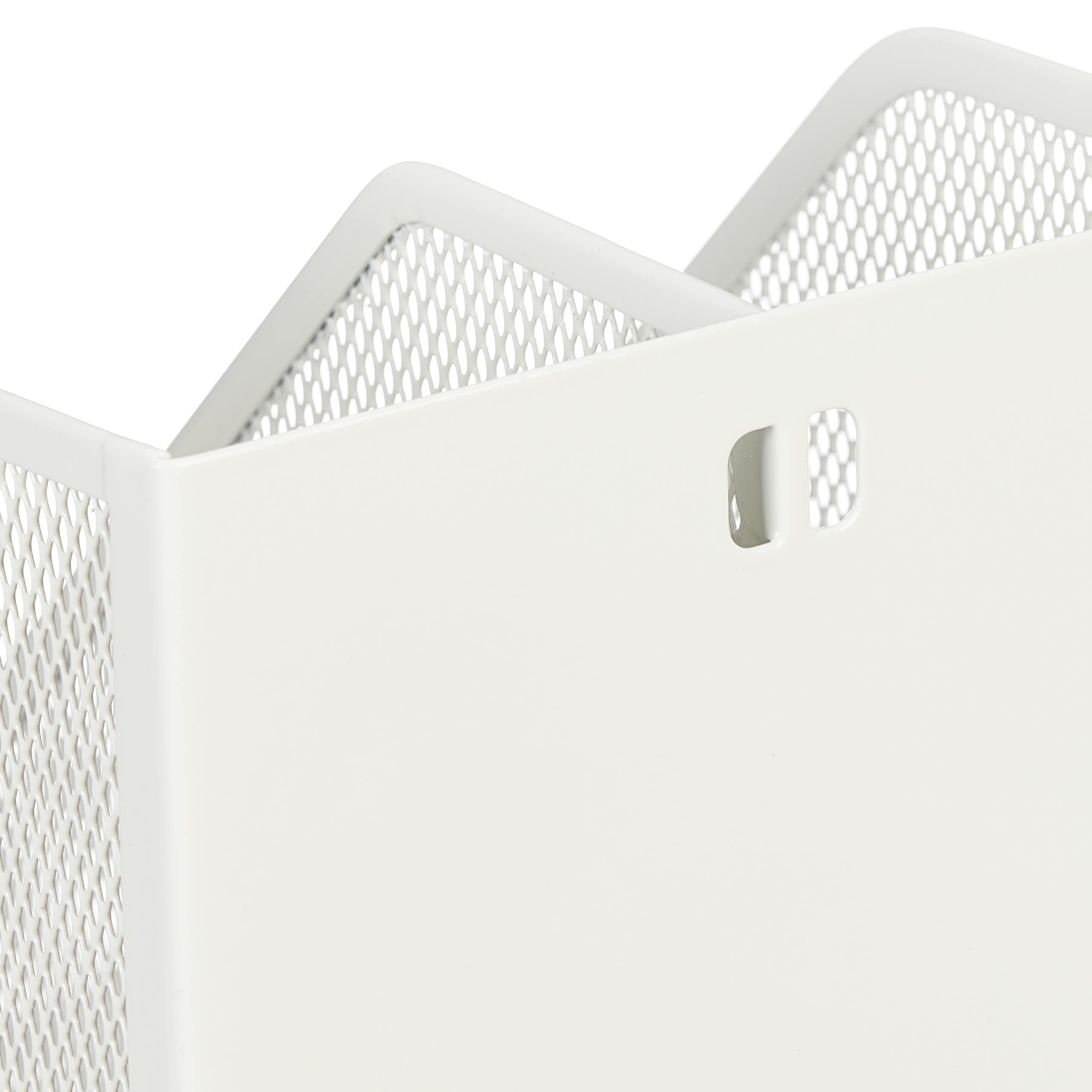 Relaxdays Archivador de Metal, 2 Compartimentos, DIN A4, 31,5 x 14,5 x 25 cm, Organizador de Pie, Diseño Malla, Blanco