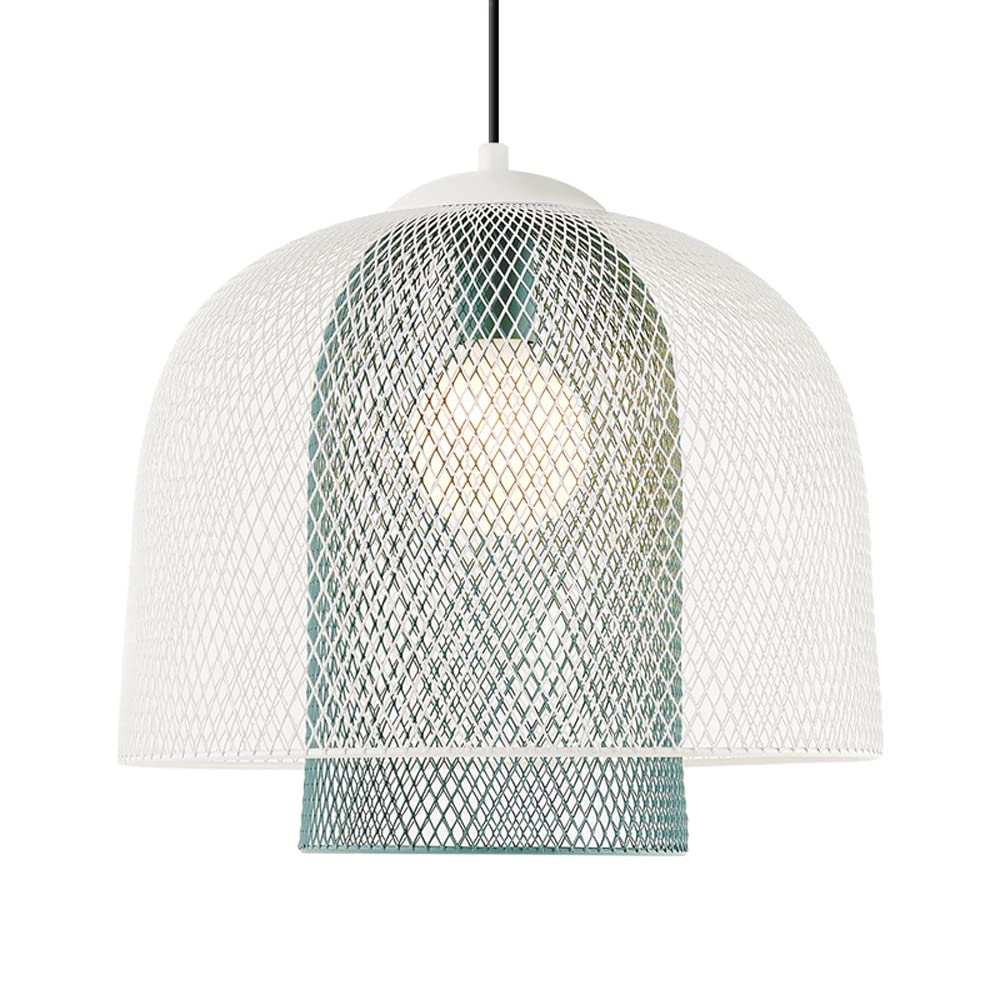 LYMSXAZOU lamp Chandelier, Creative Nordic Pendant Lights Fixtures Bedroom Light Luxury Outer White Inner Green Wrought Iron Hanging Lamp Restaurant Study Ceiling Lighting Fixture with Double