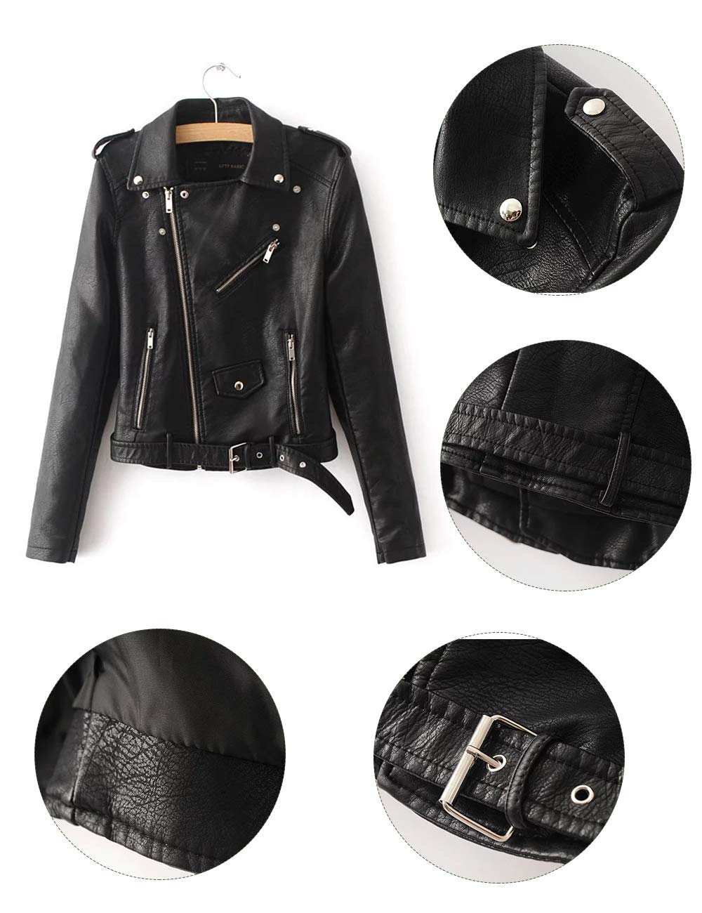 ShiFan Giubbotto di Similpelle Chiodo Donna Giacca da Motociclista Pu Pelle Cappotto Zip Sottile