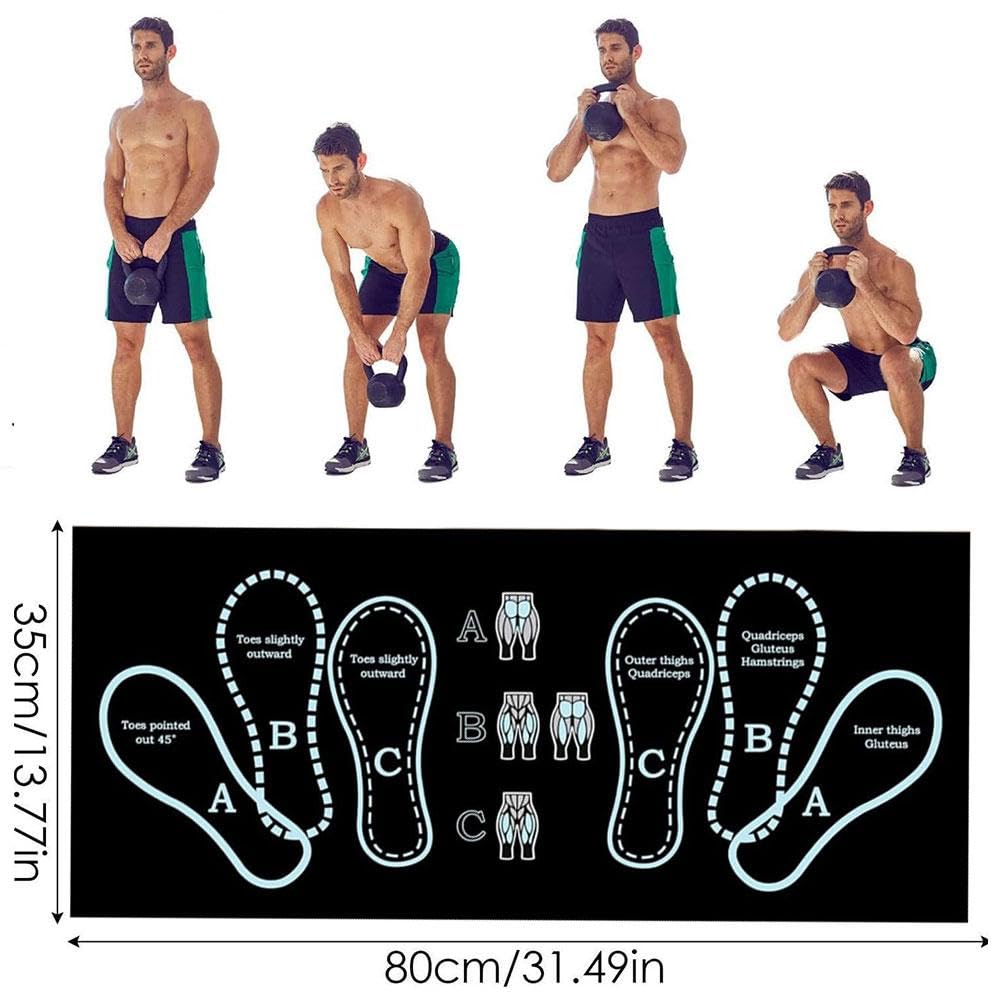 Kniebeugenmatte mit Fußpositionsführung, 35 x 80 cm Diatomeenerde-Kniebeugenmatte für das Heim-Fitnessstudio, rutschfeste Trainingsmatte für Kniebeugen und Ausfallschritte